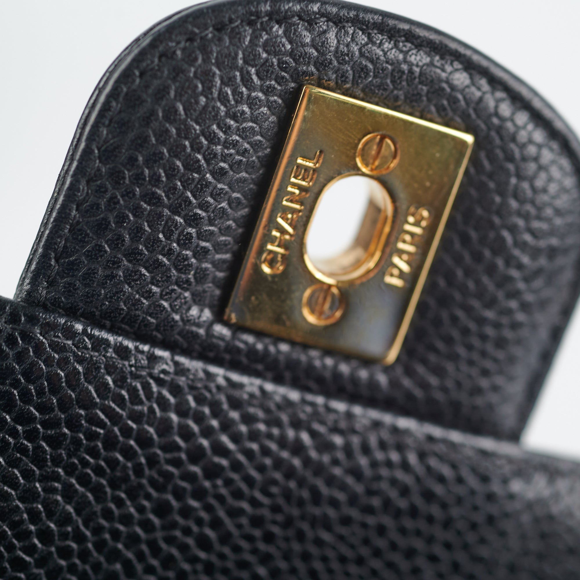 Chanel Mini Square Caviar Leather Crossbody Bag with Gold Hardware in Black - Perfect for Evening Events & Luxury Fashion Accessories