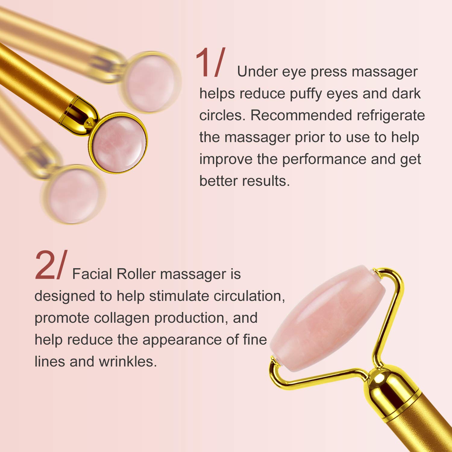 2-in-1 Electric Jade Roller & Face Massager - Rose Quartz Facial Massage Tool for Skin Tightening & Wrinkle Reduction | Perfect for At-Home Spa & Anti-Aging Skincare Routine