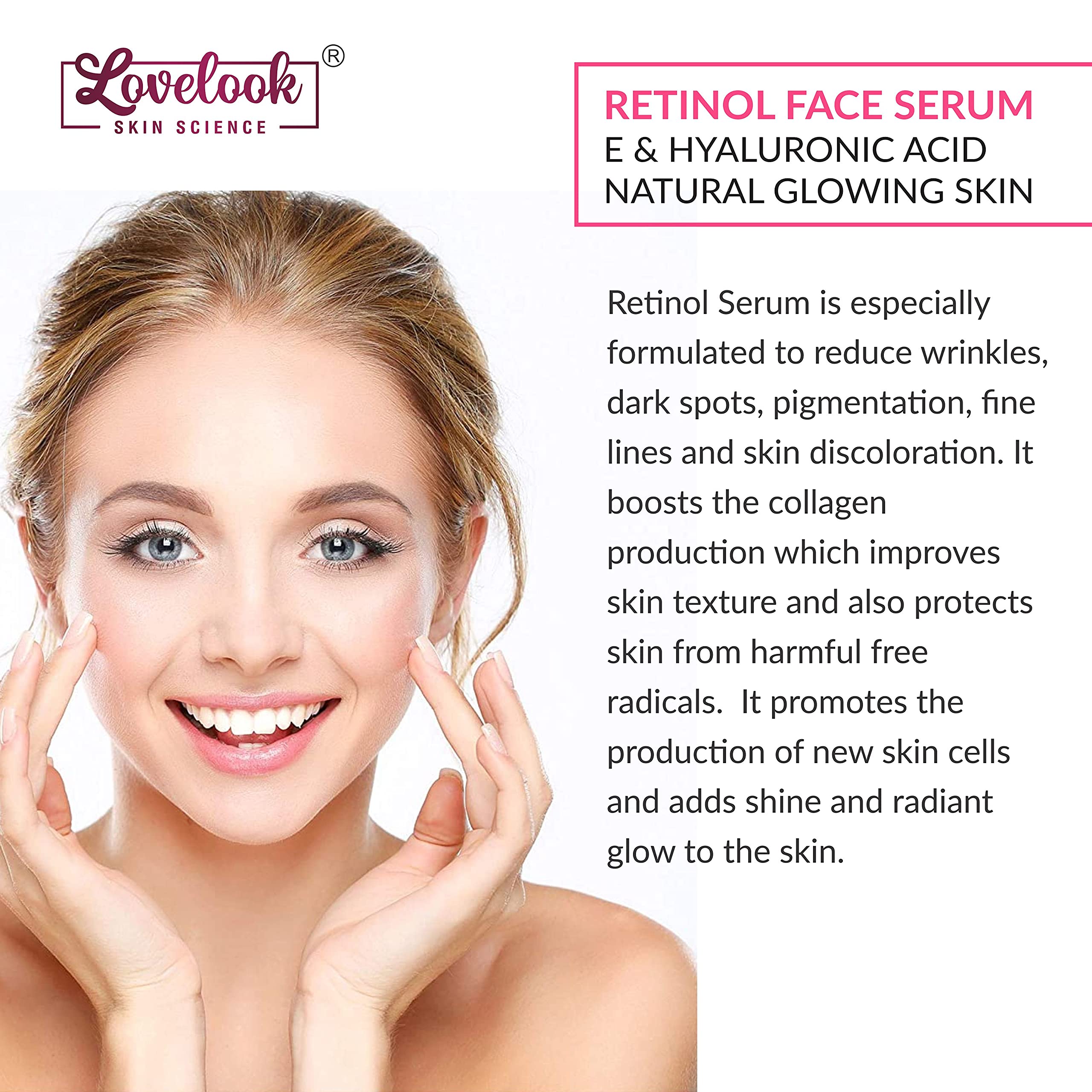 Lovelook Retinol Serum for Face - Anti-Aging Night Serum with Retinol & CoQ10 to Reduce Wrinkles & Fine Lines - 30ml for Women & Men - Perfect for Nighttime Skincare Routine & Mature Skin Care