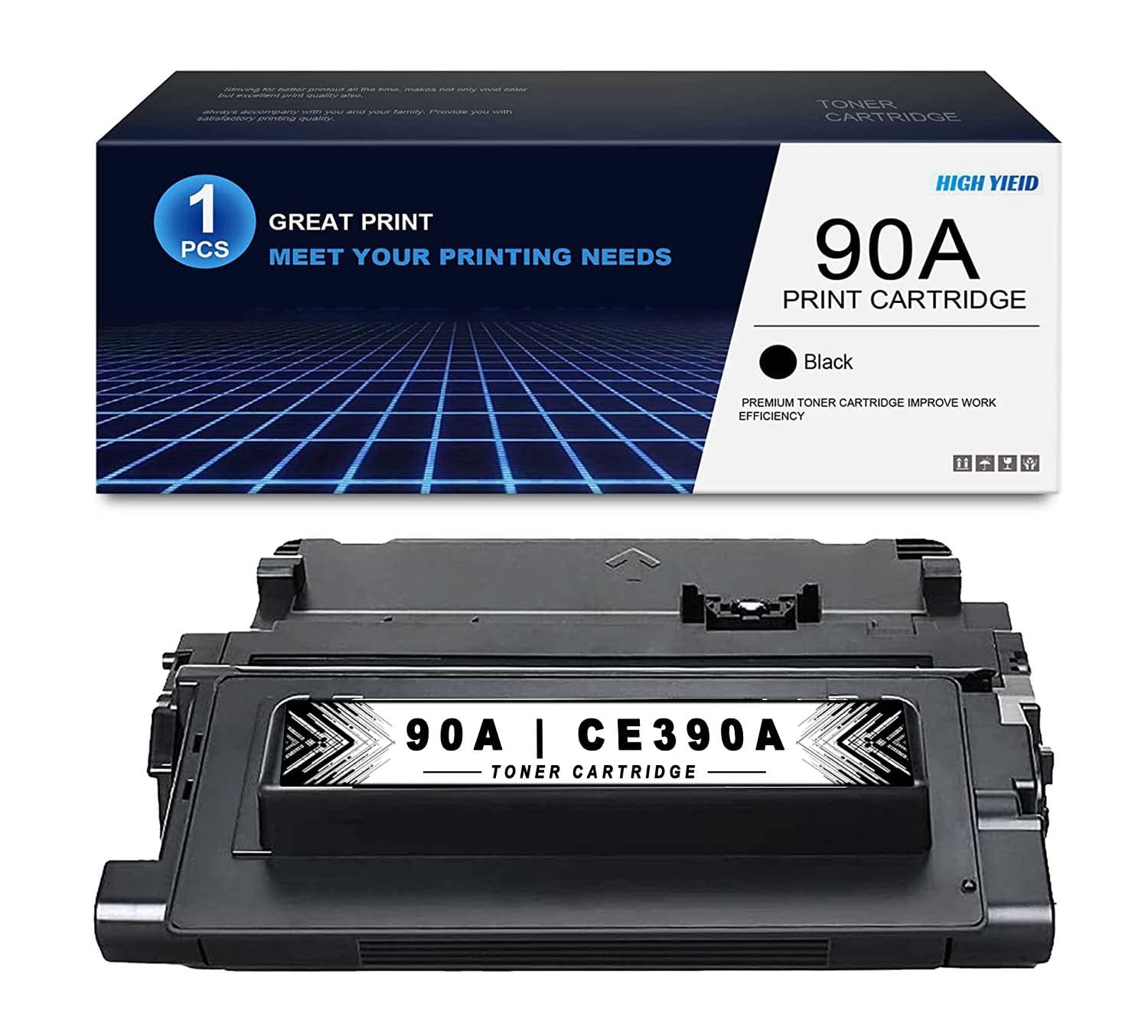 KINT 1 Pack 90A | CE390A Black Compatible Toner Cartridge Replacement for HP M601n M601dn M602n M602dn M602x M603n M603dn M603xh M4555 MFP Series | High-Quality Printing for Office & Home Use