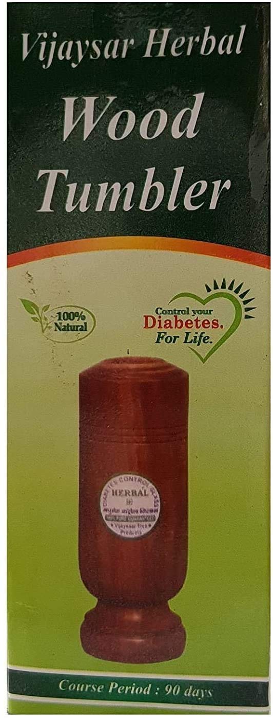 Vijaysar Herbal Wooden Tumbler - 100ml Ayurvedic Water Cup for Detox & Wellness | Natural Brown Wood Tumbler for Ayurvedic Therapy, Daily Hydration & Healthy Lifestyle