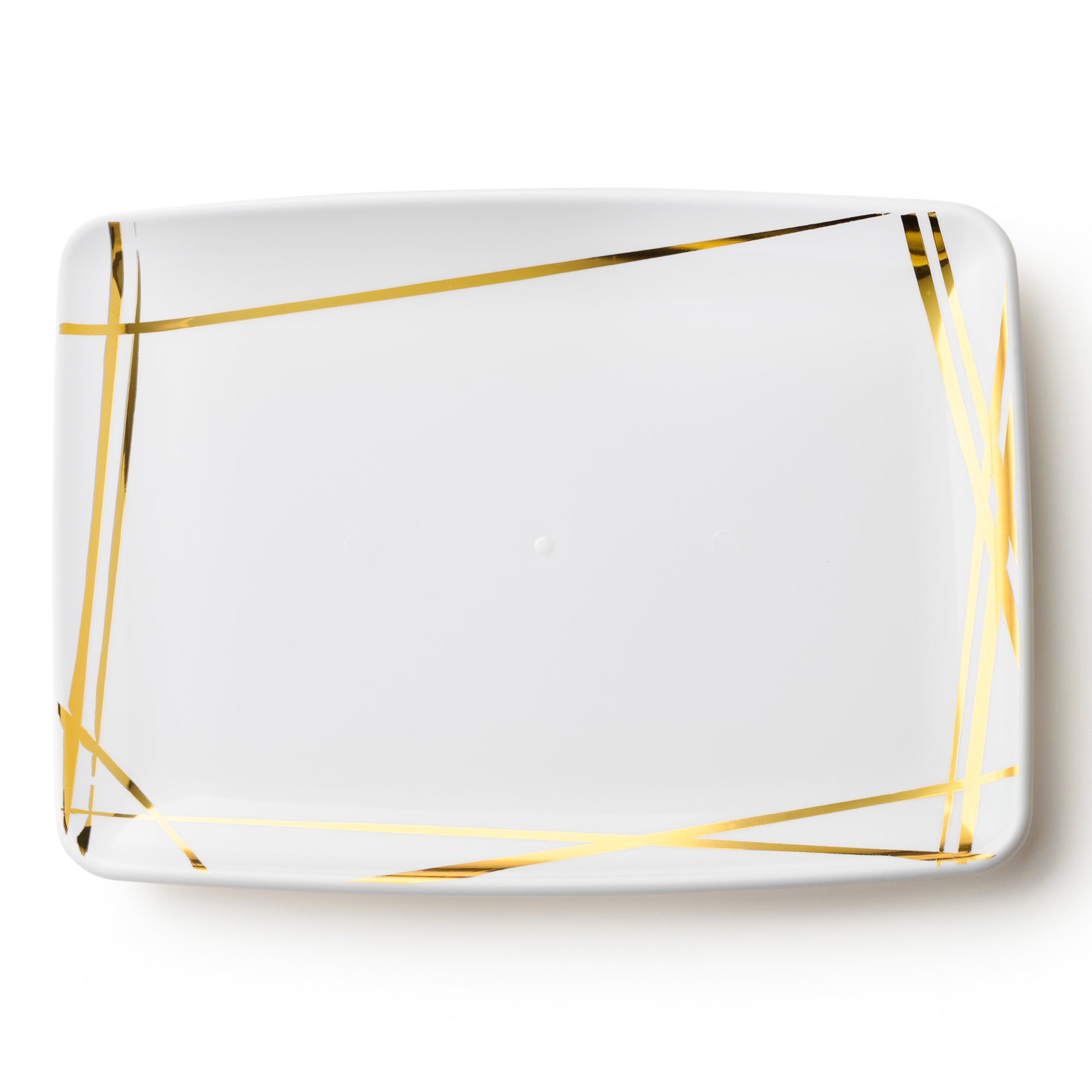 Twist White and Gold Rectangle Serving Tray Set of 2 - Elegant Appetizer Platter for Parties, Weddings, and Holiday Entertaining