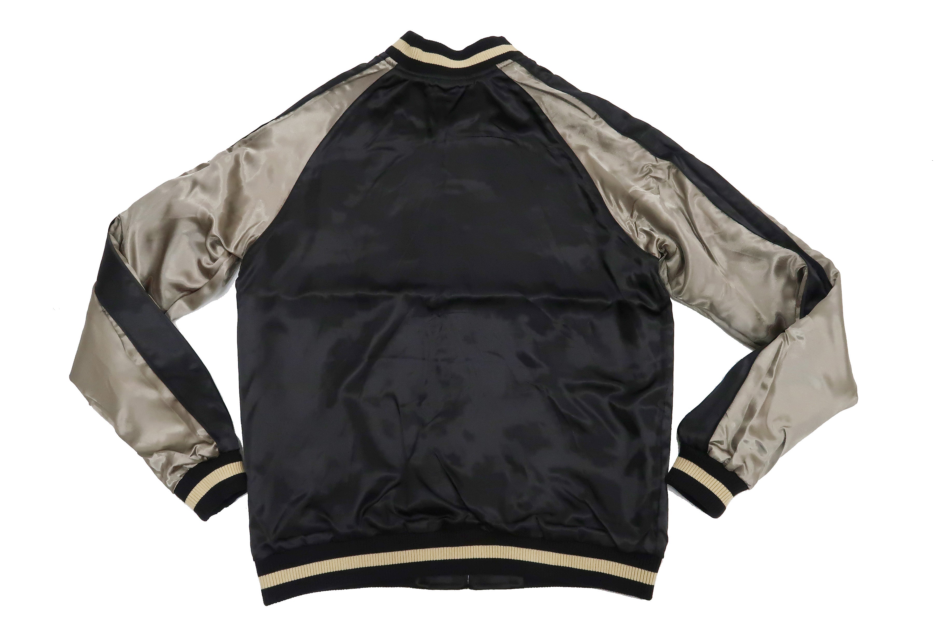 Japanese Sukajan Men's Souvenir Jacket - Fujin Embroidery Vintage Bomber (3RSJ 020 Black) | Perfect for Streetwear, Cosplay & Fashion Collectors