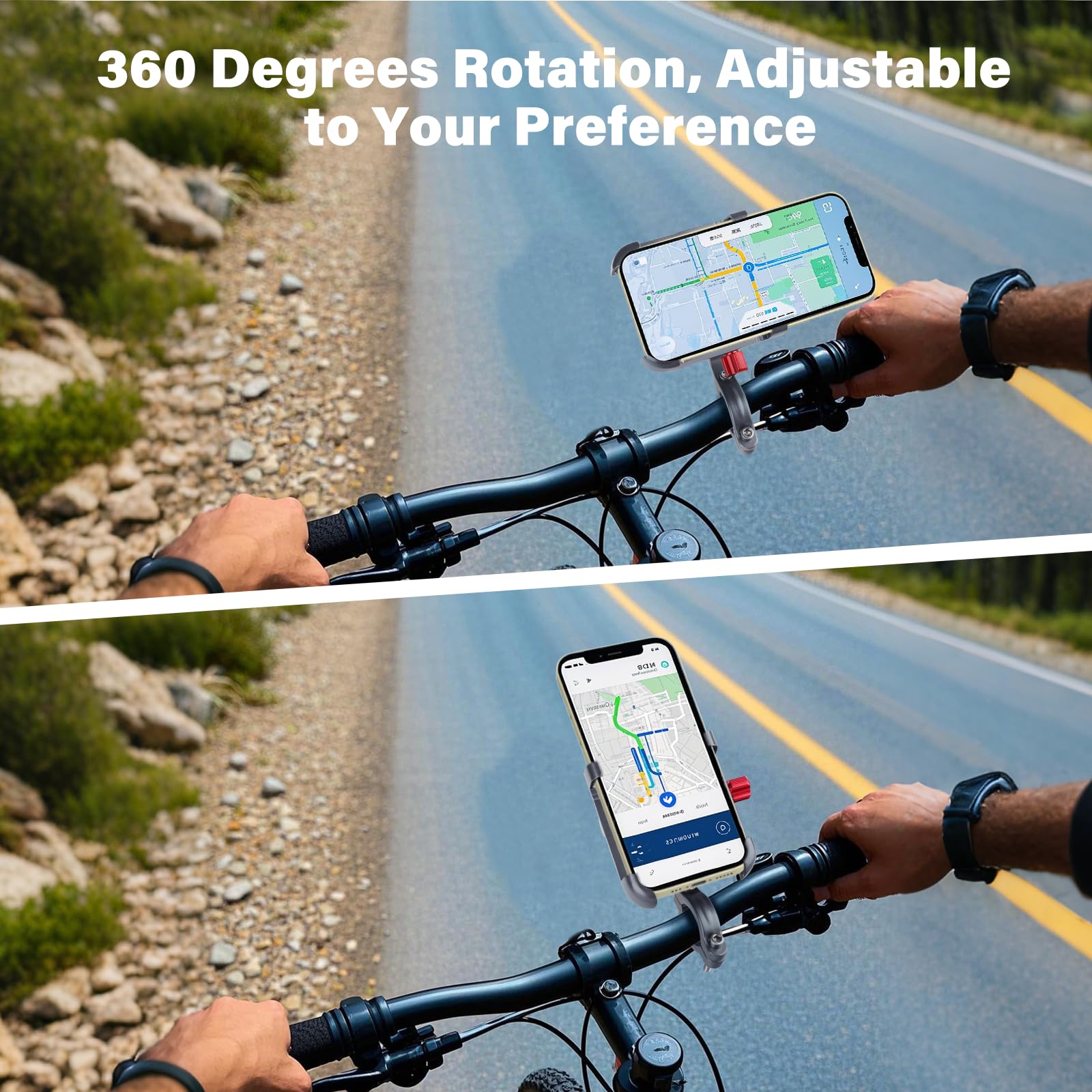 Premium Aluminum Bike Phone Mount - Universal Motorcycle & Bicycle Handlebar Phone Holder for iPhone 16 Pro Max/15/14/13/12 Mini & Samsung Galaxy - Perfect for Cycling, Commuting & Outdoor Adventures