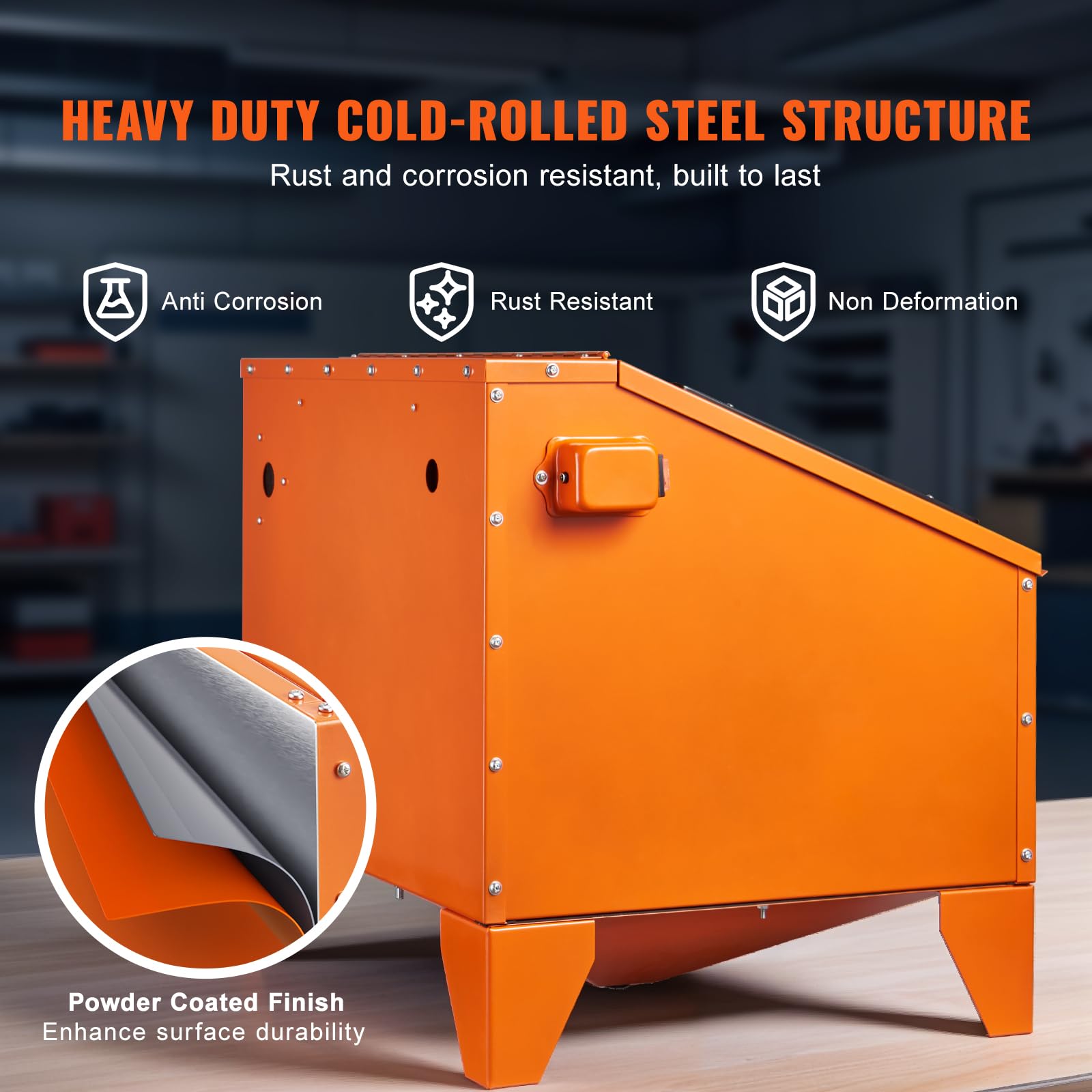 VEVOR 40 Gallon Sandblasting Cabinet - Heavy Duty Steel Benchtop Sand Blaster with Blasting Gun & 4 Ceramic Nozzles (40-120 PSI) for Paint, Rust, and Stain Removal | Ideal for Metal Restoration, Automotive Parts Cleaning, and DIY Projects