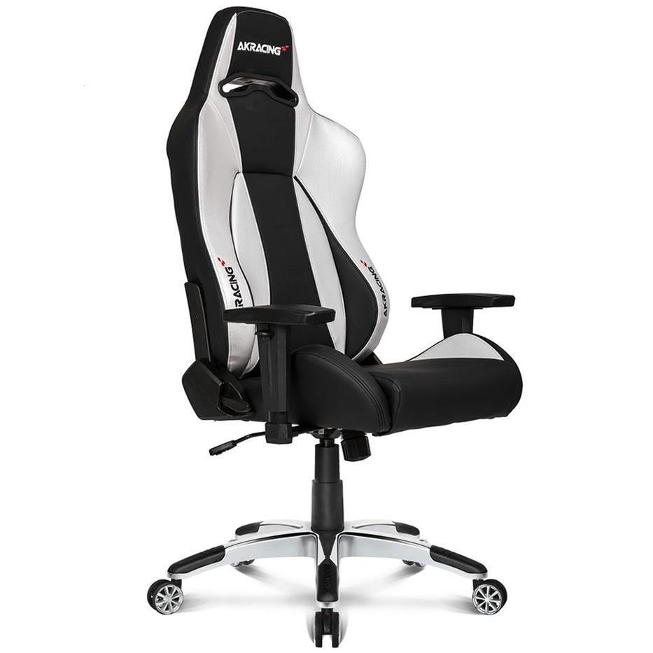 AKRACING Premium V2 Gaming Chair - Ergonomic Office Chair with Adjustable Lumbar Support & Headrest - White Gaming Chair for PC, Esports & Home Office Setup