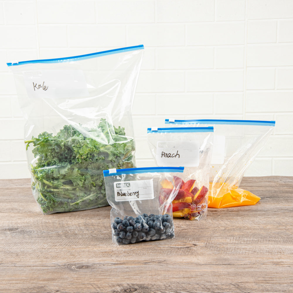 BPA-Free Pint Size Clear Plastic Slider Freezer Bags - Expandable Bottom, Write-On Label (6.5