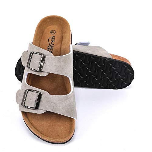 Seranoma Women's Slide Sandals - Adjustable Buckle Cork Footbed Sandals | Non-Slip Comfortable Summer Sandals for Beach, Walking, Travel & Outdoor Activities