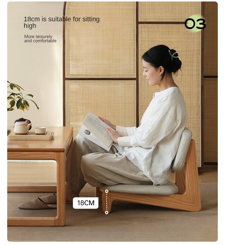 Japanese Style Oak Solid Wood Tea Chair - Handcrafted Traditional Tea Ceremony Chair for Zen Garden, Meditation & Home Decor