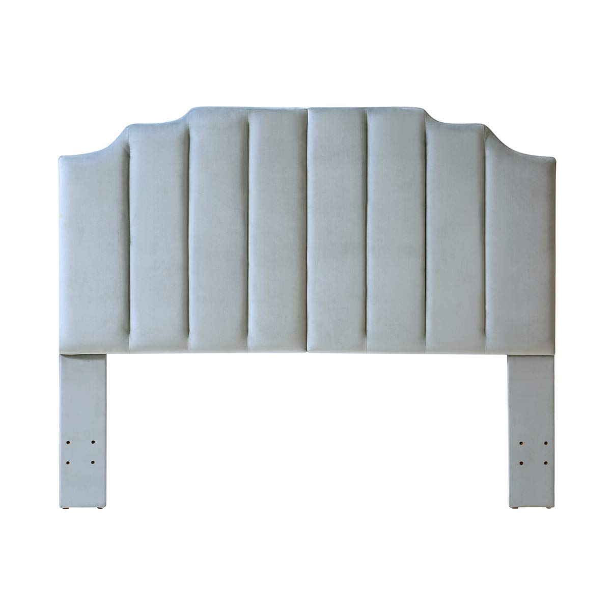 24K Gold Gray Velvet Upholstered Queen/Full Size Headboard - Tufted Channel Design with Curved Accents for Modern Bedroom Decor | Perfect for Master Bedrooms, Guest Rooms & Luxury Apartments