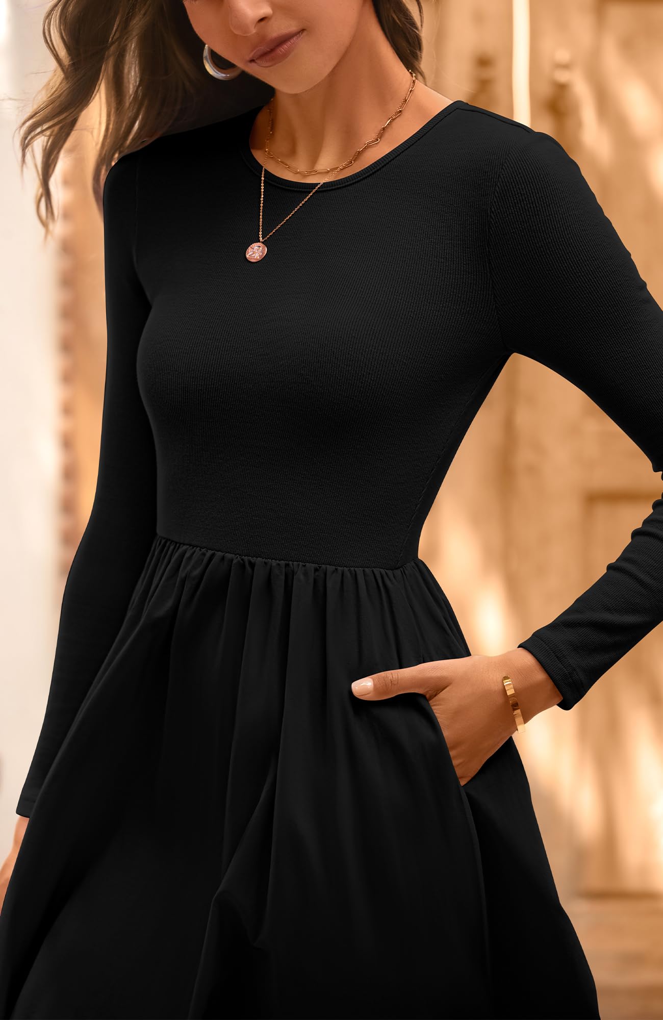 BTFBM Women's Casual Long Sleeve Bohemian Midi Dress - Flowy Spring Wedding Guest Dress 2025 | Perfect for Garden Parties, Bridal Showers & Date Nights