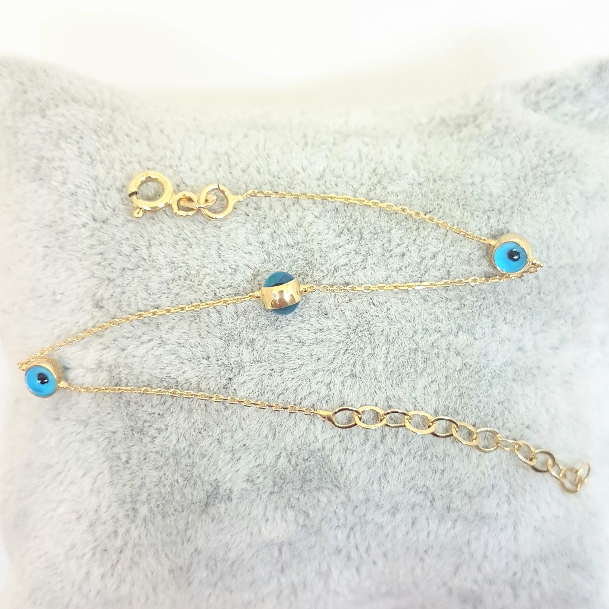 14K Solid Gold Two-Sided Evil Eye Bracelet for Kids & Teens | Dainty Turkish Evil Eye Protection Jewelry for Girls, Birthday Gifts | Spiritual Protection, Everyday Wear, Party Accessory