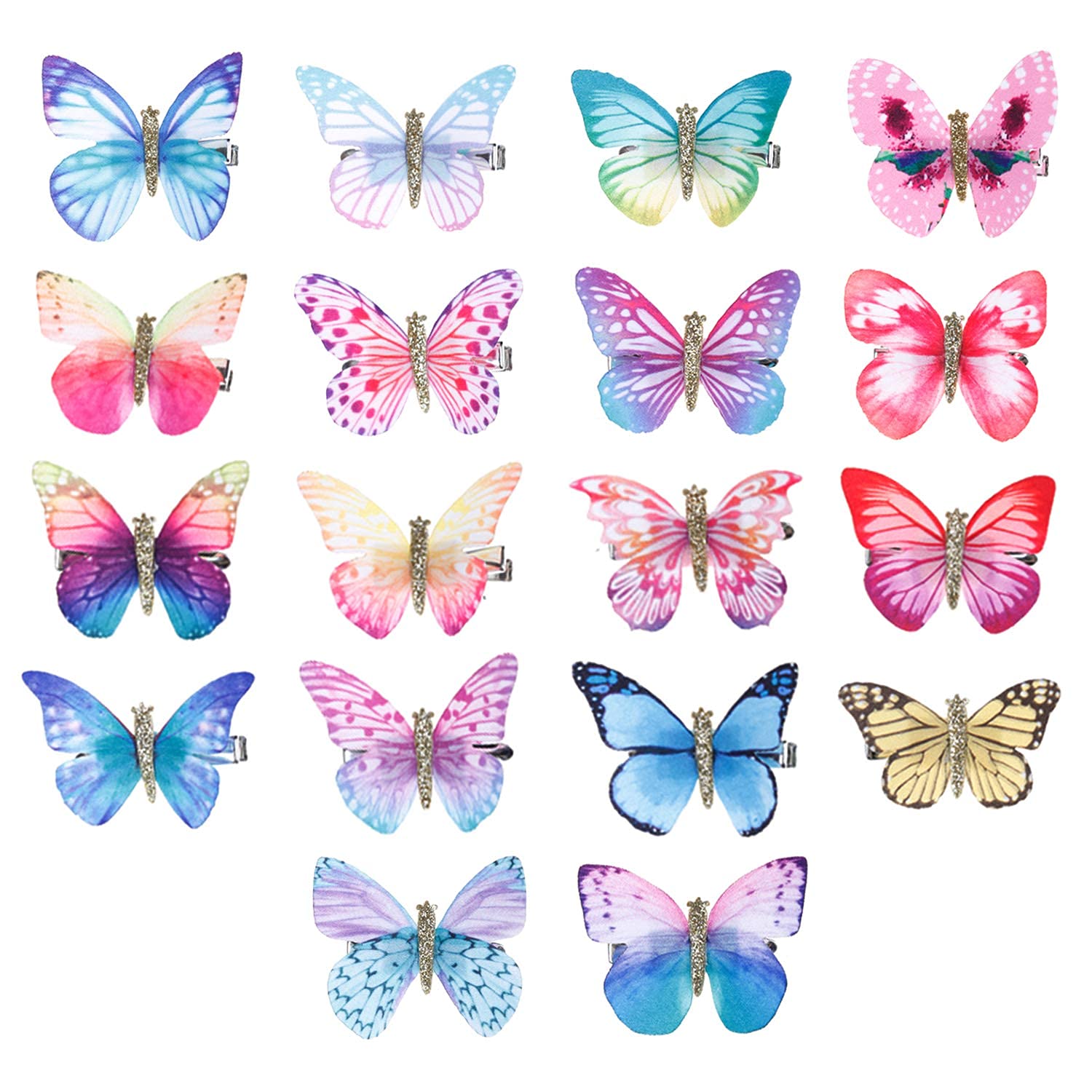 WHISKET Small Acrylic Hair Claw Clips for Women & Girls - Marble Design Non-Slip Grip Hair Clips, Plastic Hair Jaw Clamps (Butterfly Style, 6-Pack) - Perfect for School, Work, Parties & Everyday Hairstyles