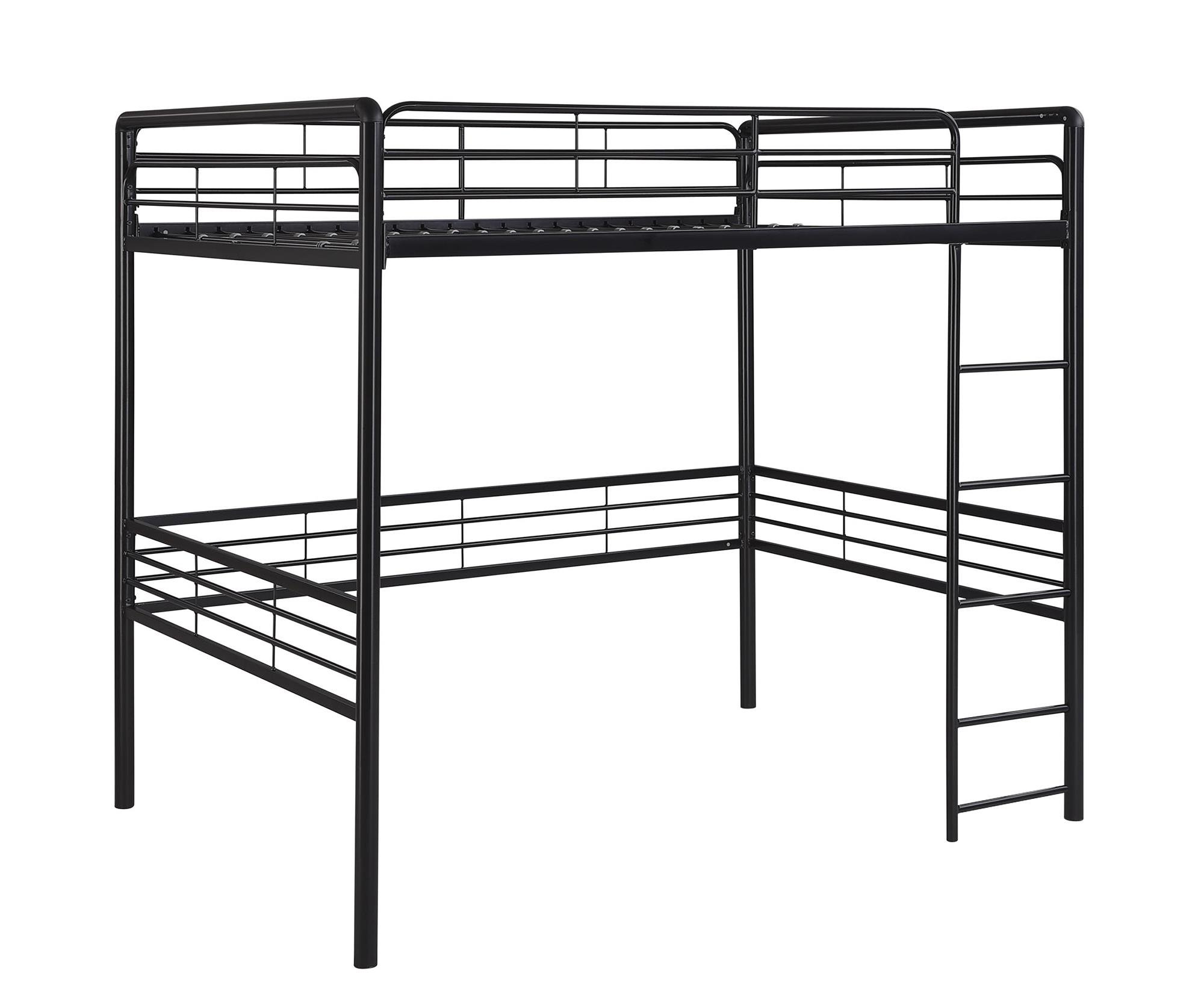 DHP Full Metal Loft Bed with Ladder - Space Saving Twin Size Bed Frame for Small Rooms - Sturdy Black Loft Bed for Kids, Teens & Adults - Perfect for Dorm, Apartment & Studio Living