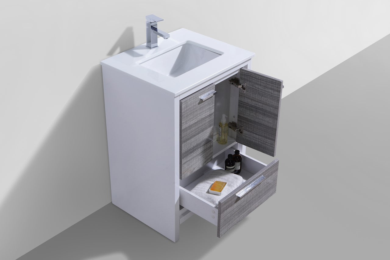 Modern Bathroom Vanity with Quartz Countertop in Ash Grey - Floor Standing Design for Contemporary Bathrooms, Perfect for Master Bath, Guest Bath, or Powder Room