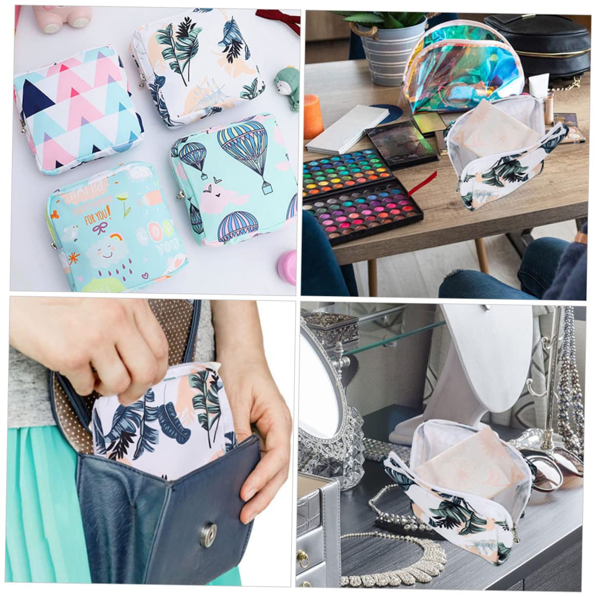 Outanaya 2-Pack Sanitary Napkin Storage Bags - Reusable Hygiene Pouches for Women, Cute Tampon Holder & Period Essentials Organizer - Polyester Cotton Blend - Perfect for Travel, Gym, School & Home Use