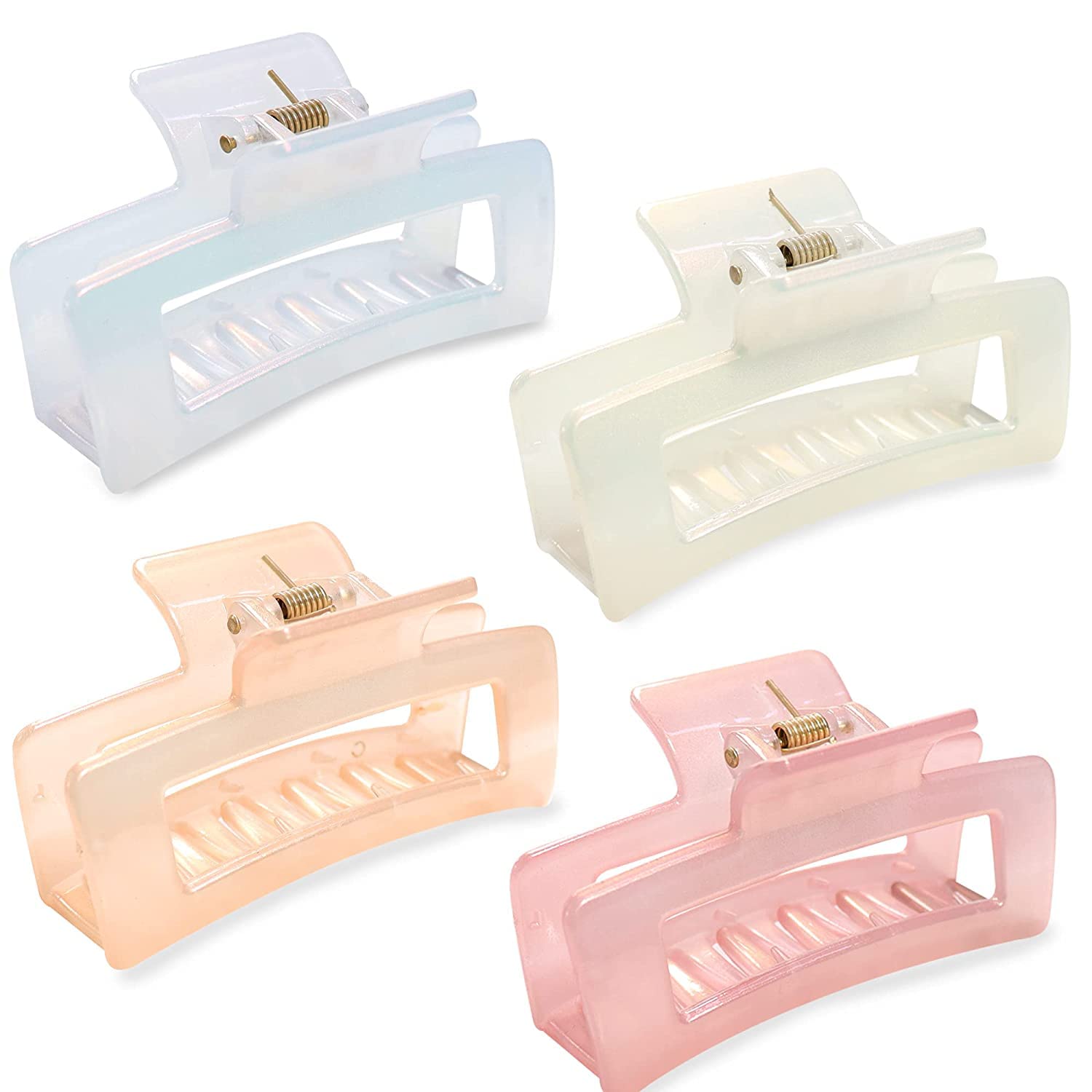 Clear Hair Claw Clips for Women - Large Crystal Resin Hair Clips for Thick & Fine Hair - Invisible Transparent Big Jaw Hair Accessories - Perfect for Updos, Ponytails & Everyday Styling (Transparent)