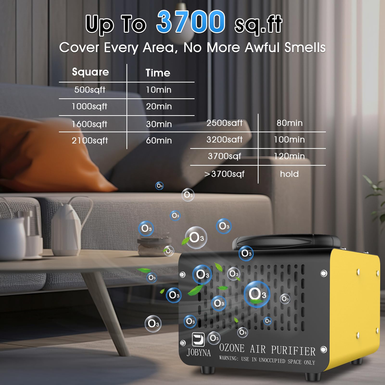 JOBYNA Ozone Generator - 28,000mg/h Air Purifier & 500mg/h Water Purification - High Capacity Ozone Machine for Home, Industrial & Commercial Use - Eliminates Odors in Cars, Houses, Rooms from Smoke & Pets - Perfect for Air Purification, Water Treatment & Odor Removal