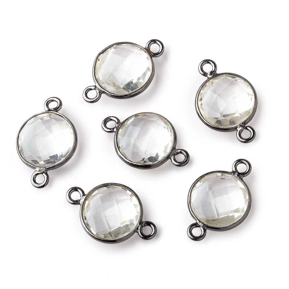 11mm Black Gold Crystal Quartz Faceted Coin Connector - 1 Piece for Jewelry Making, DIY Crafts, and Beading Projects - Perfect for Necklaces, Bracelets, and Earrings