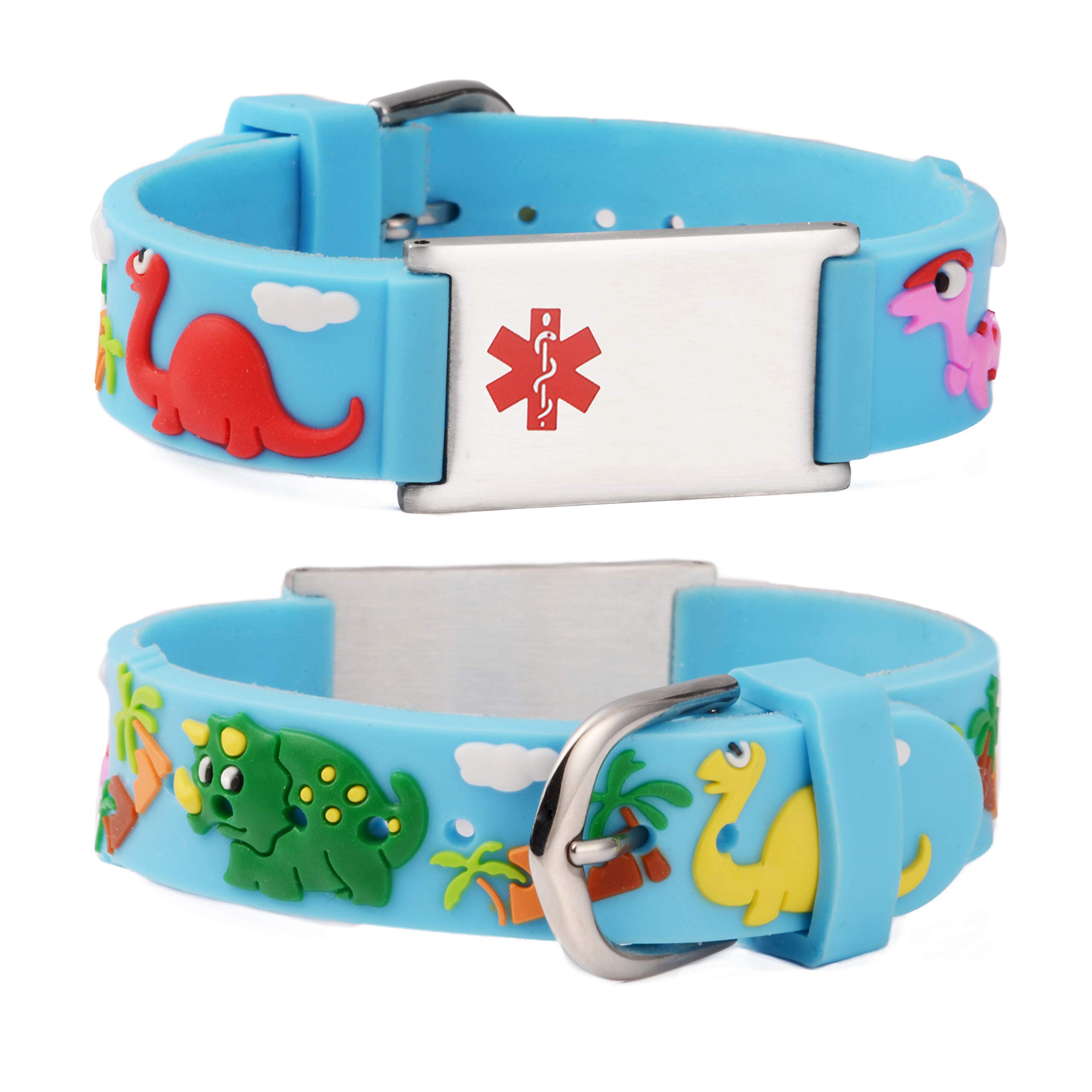 LinnaLove Cartoon Medical Alert Bracelet for Kids & Adults - Engraved Emergency ID Wristband for Allergies, Diabetes & Medical Conditions - Perfect for School, Travel & Outdoor Activities