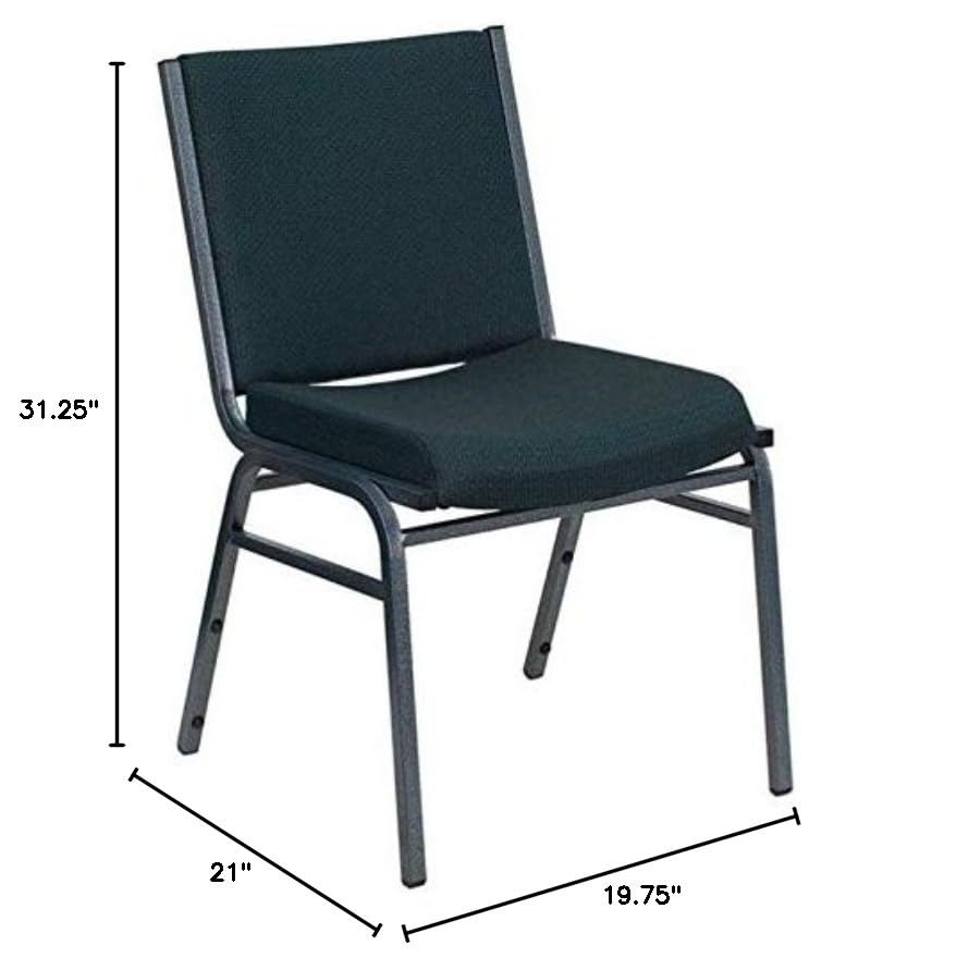 BOWERY HILL Green Fabric and Metal Stacking Guest Chairs - Multipurpose Folding Chairs for Parties, Events, and Home Decor