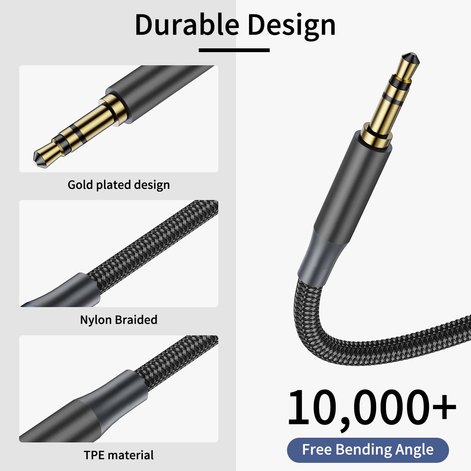 3.5mm Aux Cable [2 Pack 2m/3m] Braided Male to Male Audio Cable - Hi-Fi Sound Auxiliary Cord for Car Stereo, Home Speakers, Headphones - Compatible with Sony, Echo Dot, Beats, iPod, iPad (Black) - Perfect for Home Audio, Car Music & Mobile Devices