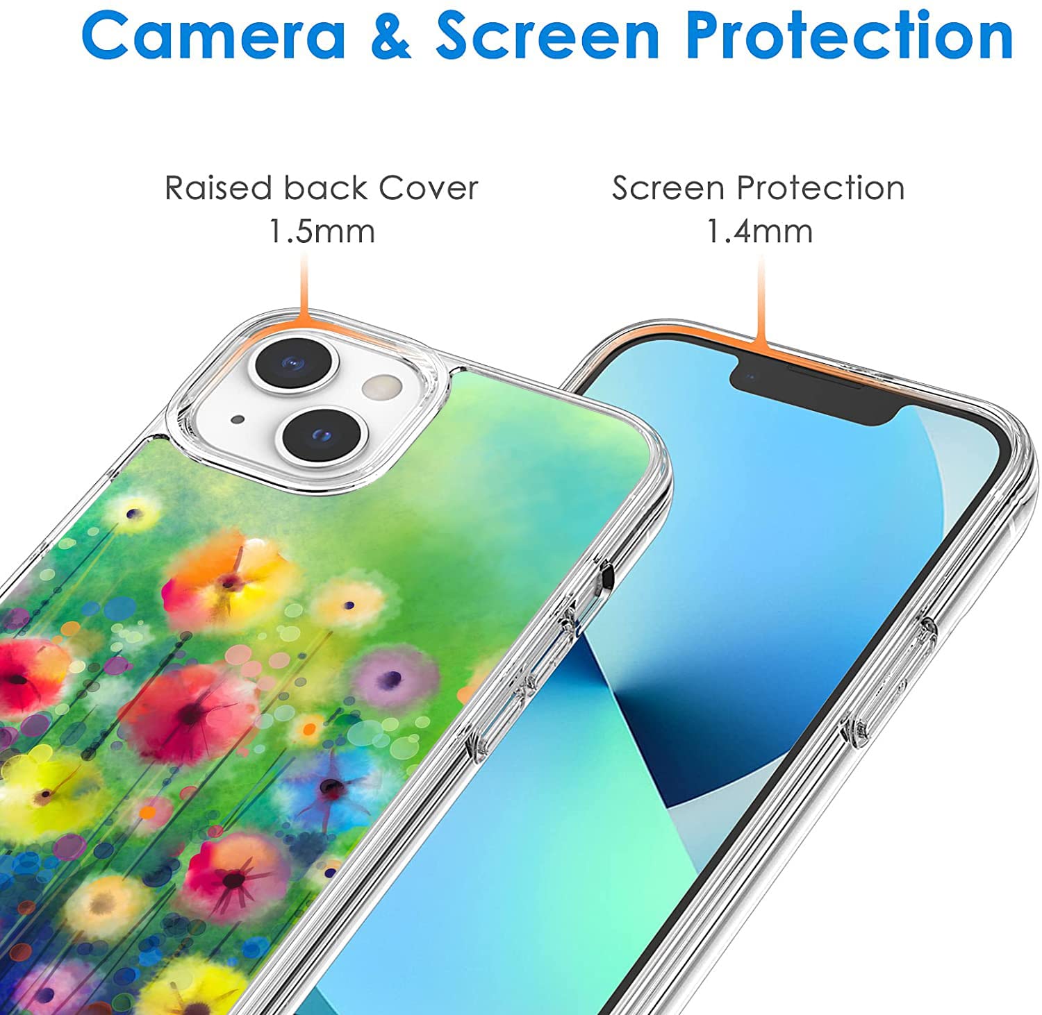Flower Watercolor Art Clear TPU Case for iPhone 13 - Slim Shockproof Protective Phone Cover with Colorful Design | Perfect for Everyday Use, Travel & Gift Giving