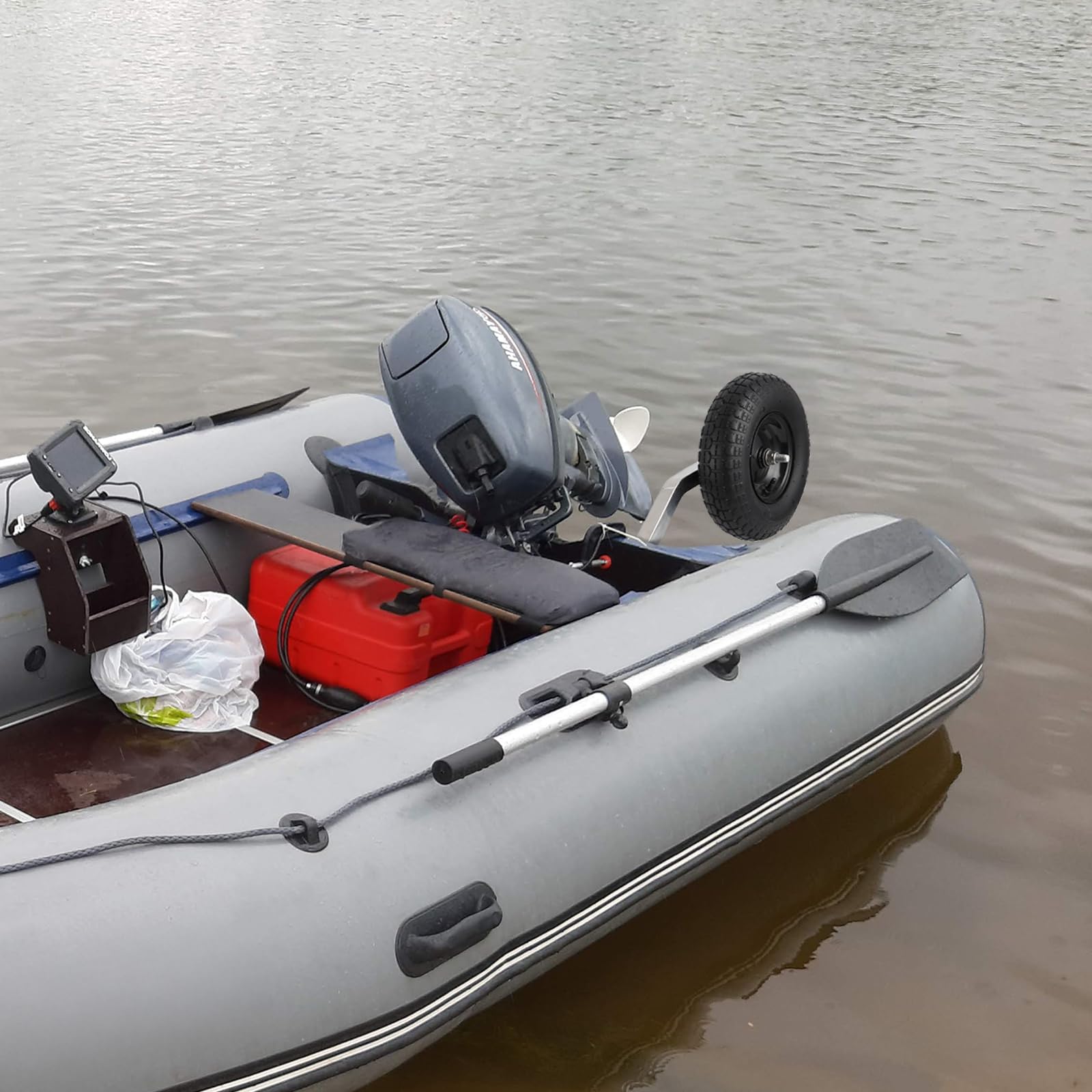 **PioneerWorks 12 Inch Boat Transom Launching Wheels - Heavy Duty 600 LBS Capacity for Inflatable & Aluminum Boats (2-Pack) - Perfect for Easy Boat Launching & Retrieval at Ramps, Docks & Shorelines**