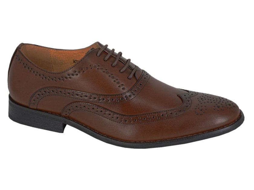Goor Men's Brown 5 Eye Brogue Oxford Shoes - Classic Dress Shoes for Business, Wedding & Formal Occasions
