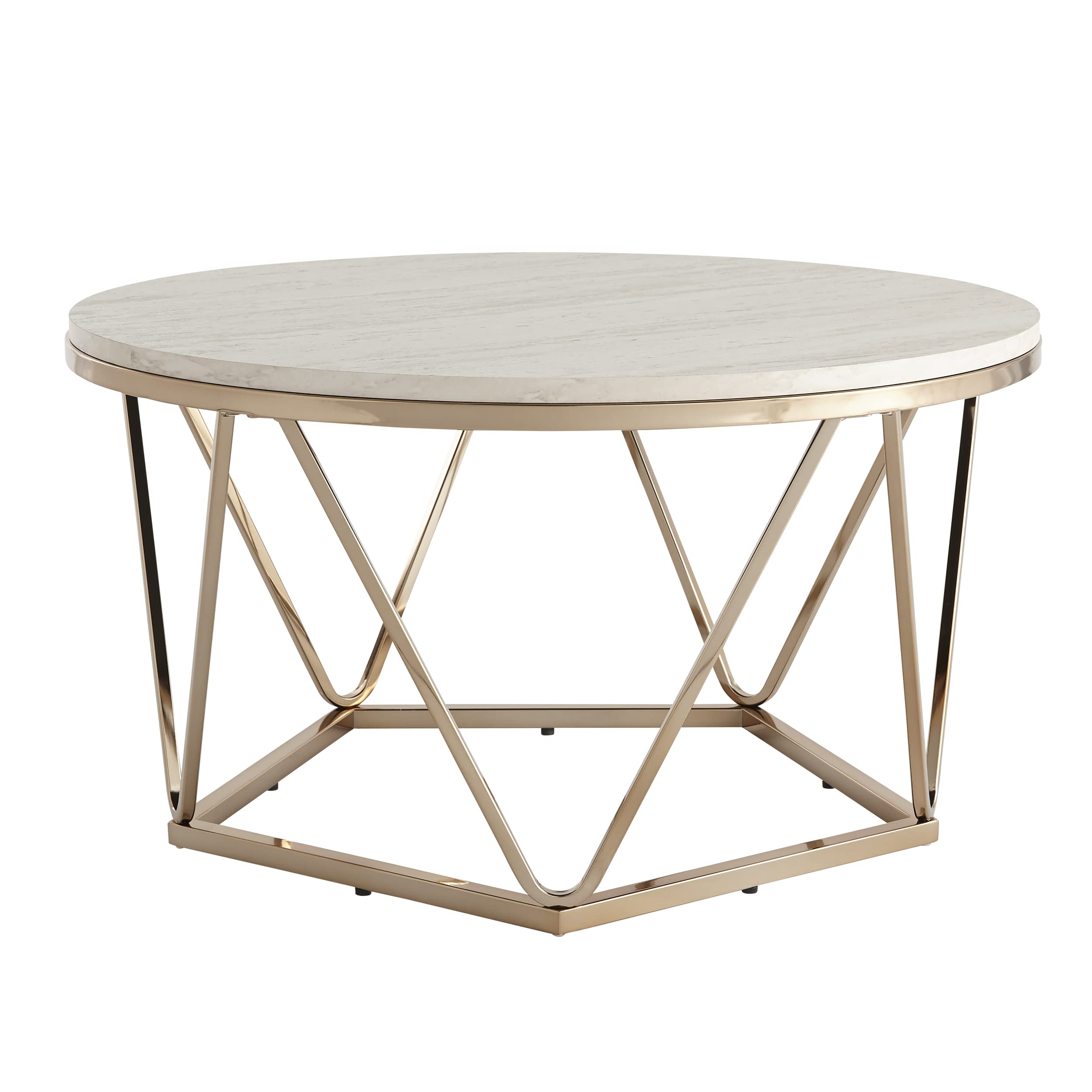 SEI Furniture Luna Faux Stone Round Coffee Table - 36