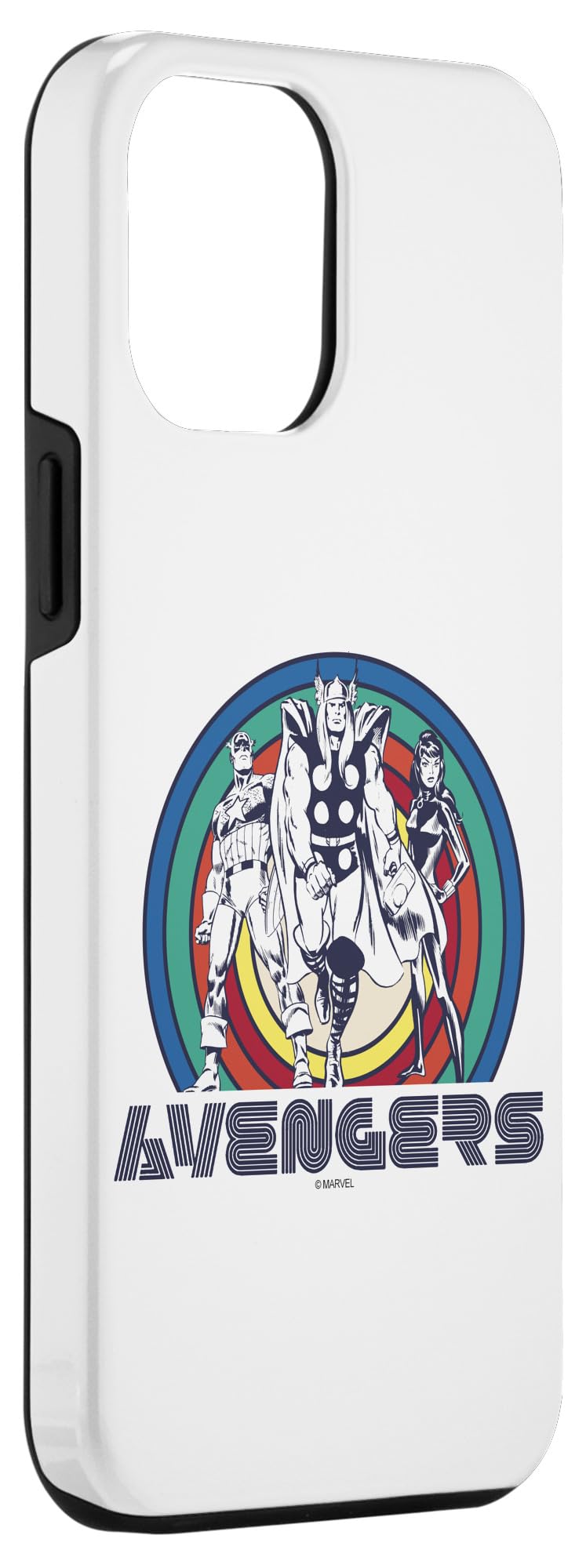 iPhone 12 Pro Max Case - Marvel Avengers Retro Rainbow Group Shot Design | Shockproof Protective Phone Cover for Superhero Fans | Perfect for Daily Use, Cosplay & Comic Con Events