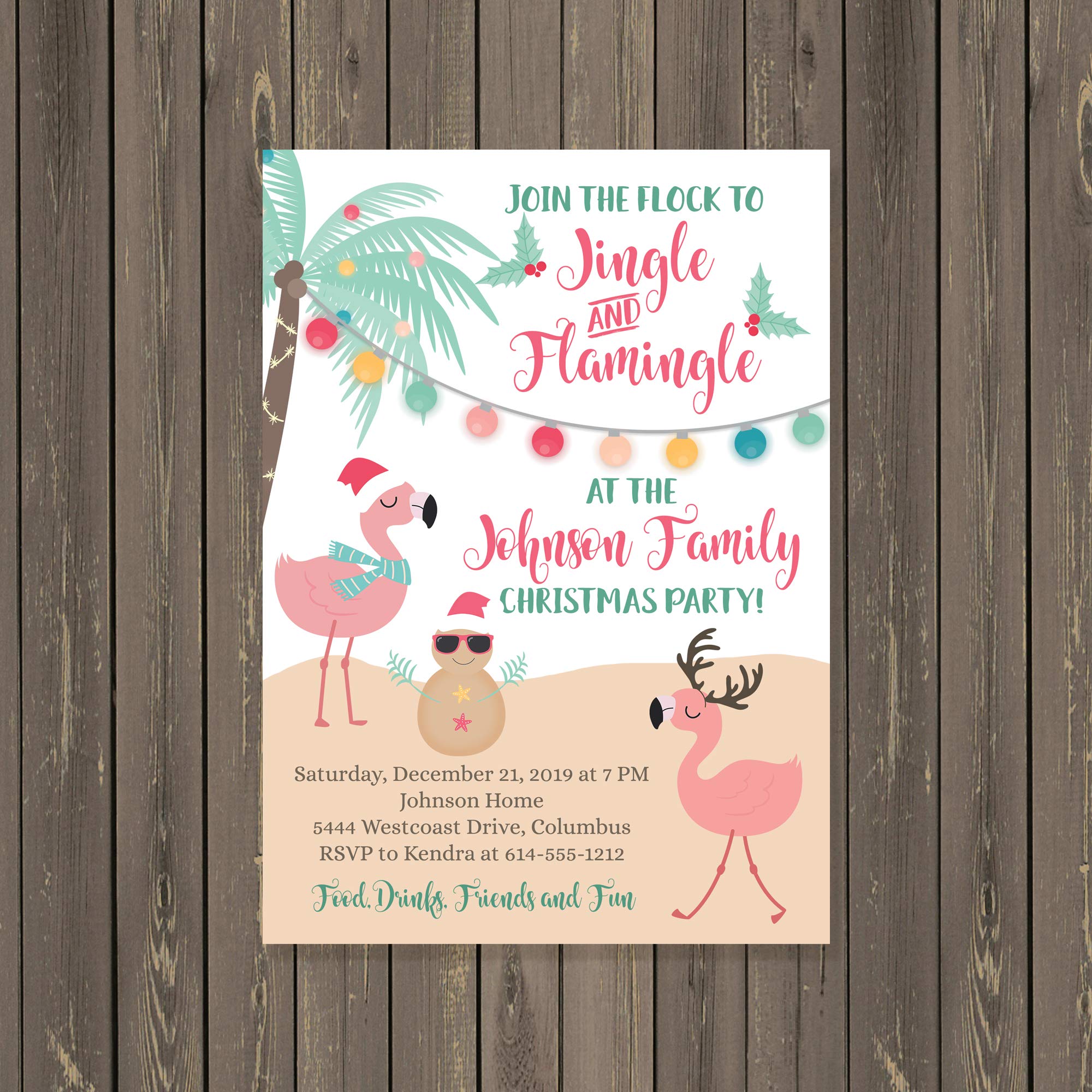 Flamingo Christmas Party Invitation Cards - Set of 10 (5x7 inch) with White Envelopes | Holiday Celebration, Festive Gathering, Xmas Theme | Perfect for Christmas Parties, Office Events & Family Reunions