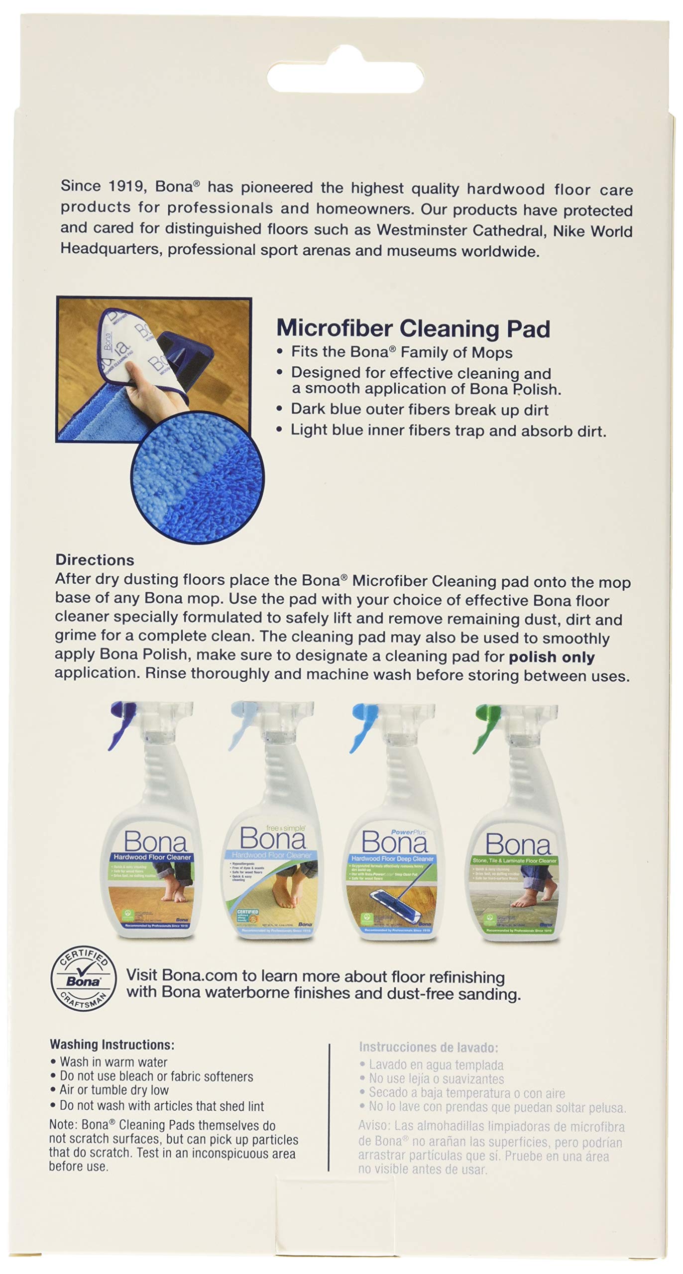 Bona Microfiber Cleaning Pad for Hardwood Floors - Reusable Dust Mop Replacement for Swiffer - Perfect for Daily Cleaning, Pet Hair Removal & Floor Care