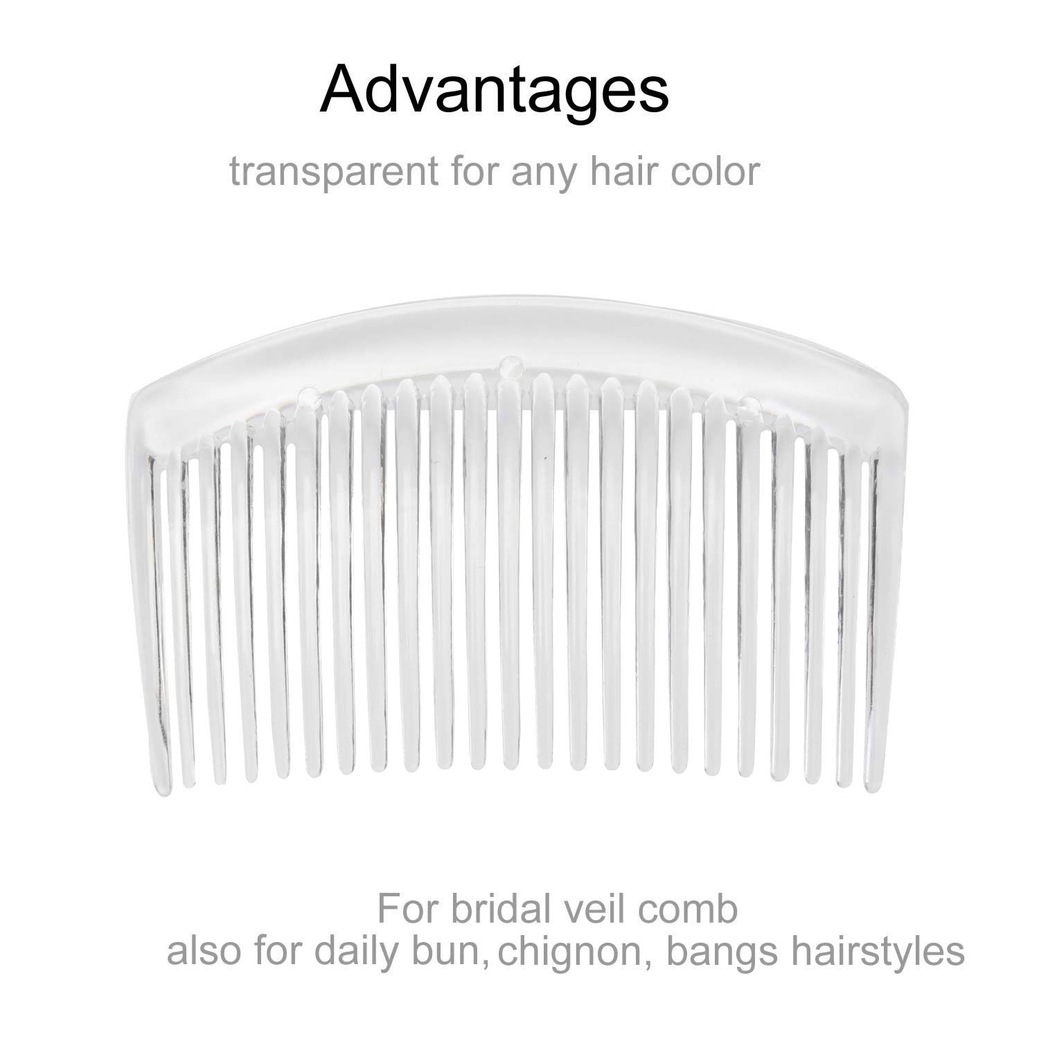 28 Pack Clear White Small Plastic Hair Combs with Long Teeth - Hairpins, Barrettes, Clips for Women - Bridal Wedding Veil Accessories, French Twist Updo Bun Decoration - Perfect for Parties, Prom & Everyday Styling