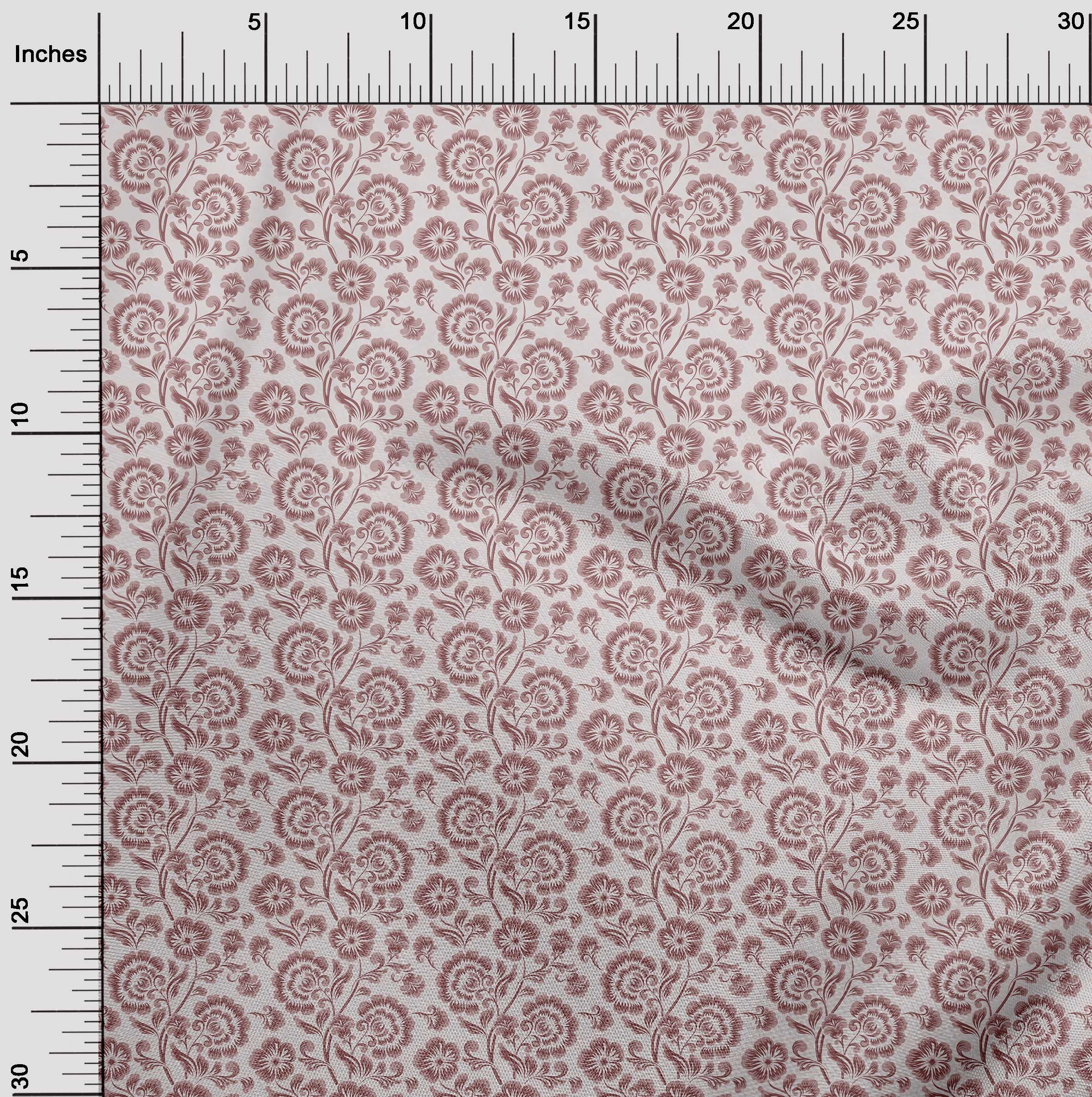 oneOone Cotton Cambric Blush Pink Floral Print Fabric by The Yard - 42 Inch Wide Soft Dress Material for DIY Clothing, Home Decor & Craft Projects