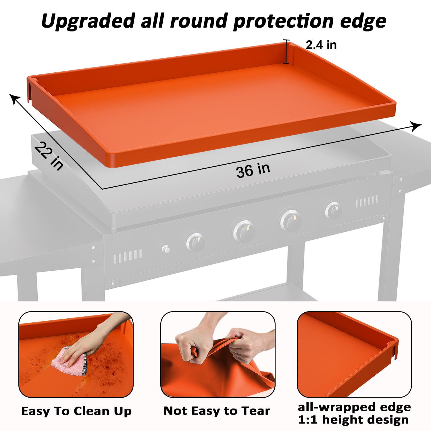 Upgraded 36-Inch Silicone Grill Cover for Blackstone Griddle & Weber BBQ - Full-Edge Protection Against Rodents, Insects, Debris & Rust - Durable Outdoor Cooking Mat for Patio, Backyard & Camping