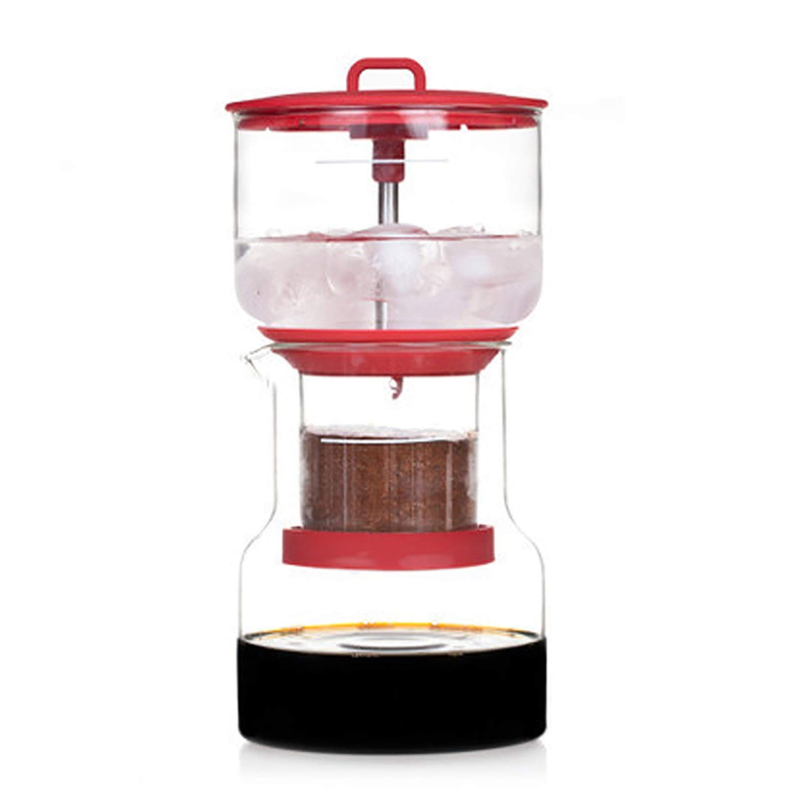 Premium Cold Drip Coffee Maker - Handcrafted Ice Drip Coffee Pot for Cold Brew | 25x12cm Red | Perfect for Home, Office & Specialty Coffee Shops