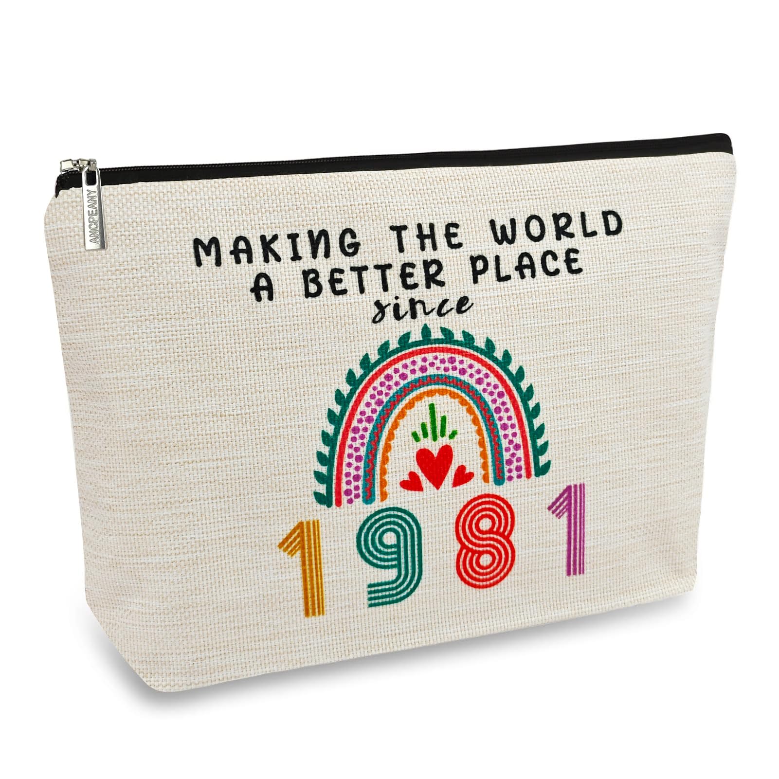 44th Birthday Gifts for Women - Personalized Makeup Bag & Travel Pouch for Mom, Wife, Sister | 1981 Vintage Themed Cosmetic Bag | Perfect for Birthdays, Anniversaries & Mother's Day | Great for Travel, Daily Use & Gift Giving