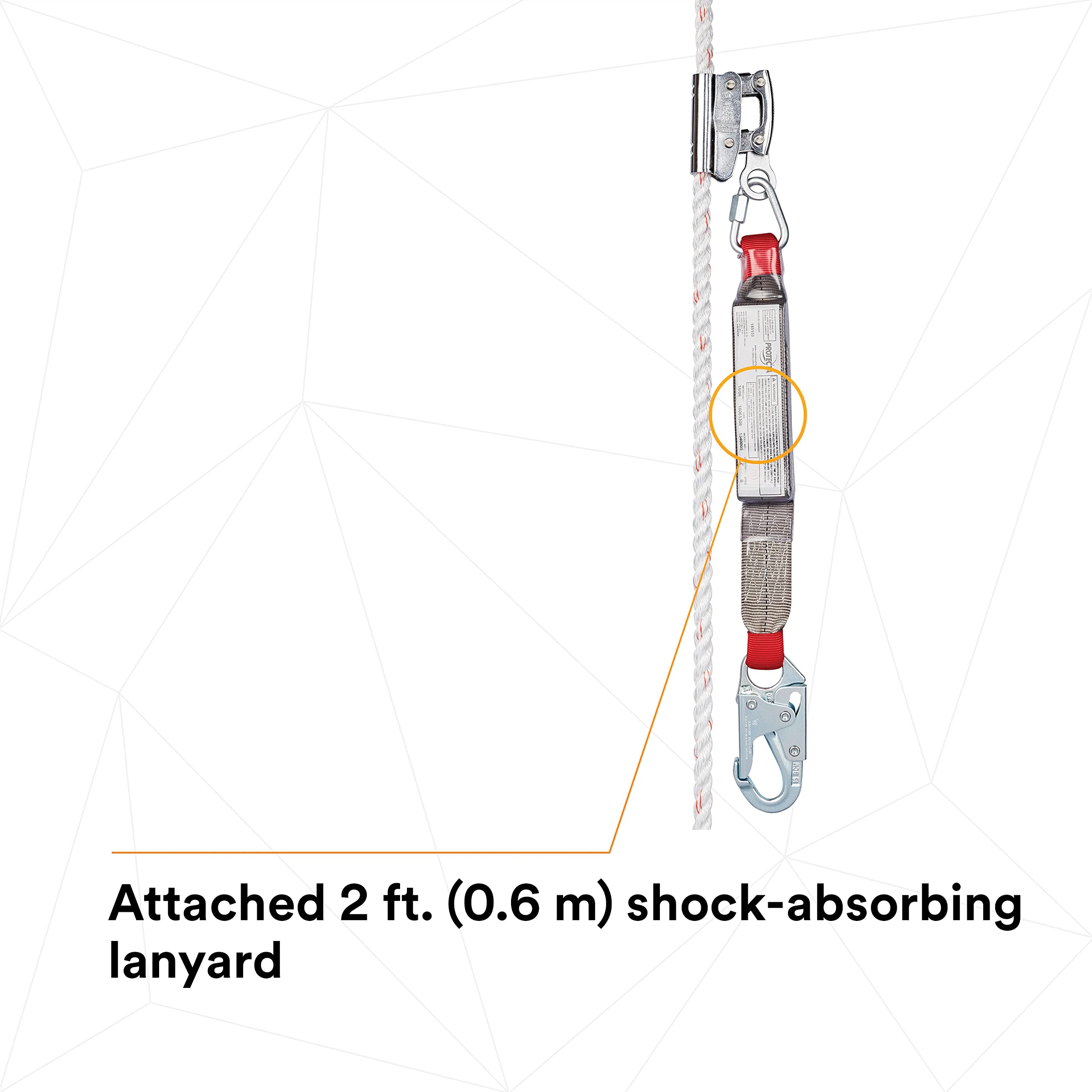 3M Protecta Rope Adjuster with Lanyard 1340005 - Fall Protection Safety Equipment for Construction & Roofing - 1 Pack (1 EA) - Ideal for Roofers, Window Cleaners & Industrial Workers