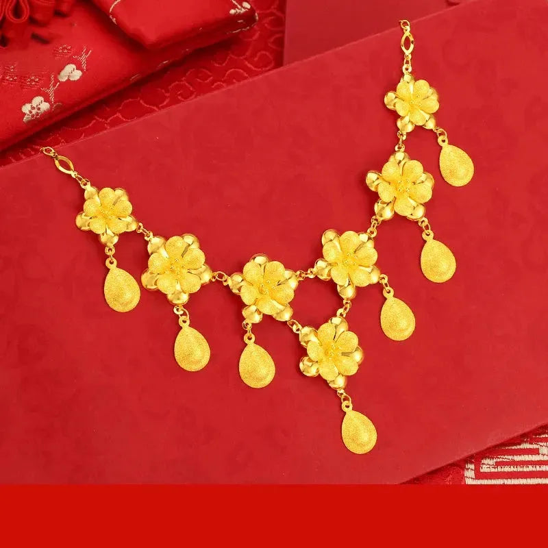 24K Pure Gold Necklace Real AU 999 Solid Gold Chain - Elegant Classic Jewelry for Women, Trendy Party & Wedding Accessories, Luxury Gift for Her 2023