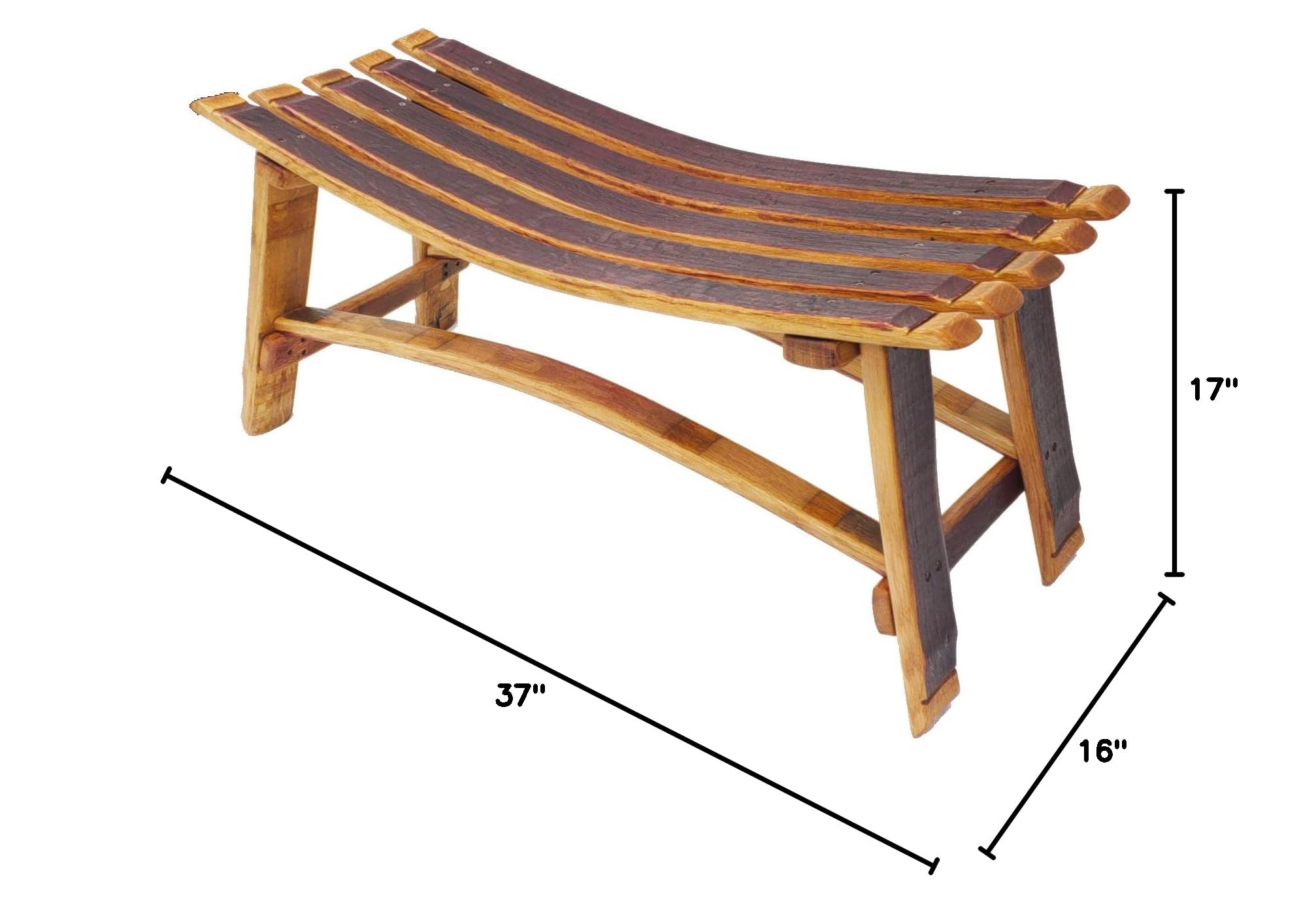 Handcrafted Wine Barrel Stave Garden Bench Without Backrest - Rustic Outdoor Furniture for Patio, Garden, and Backyard Decor