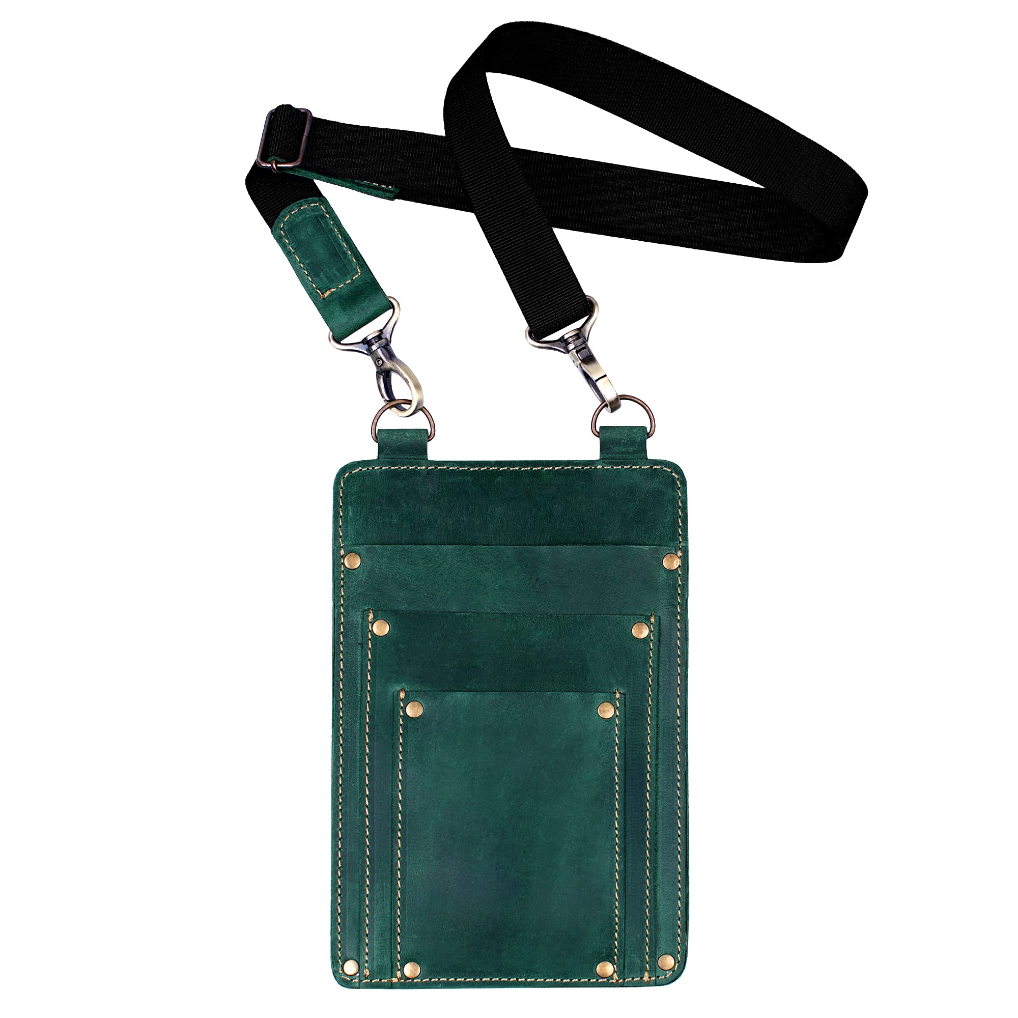 Leather Florist Tool Belt Bag - Garden Farmer Pouch Organizer with Hand Tools Holder - Utility Kit for Gardening, Landscaping & DIY Projects (Atlantic Deep Green) - Perfect for Outdoor Work, Planting & Crafting