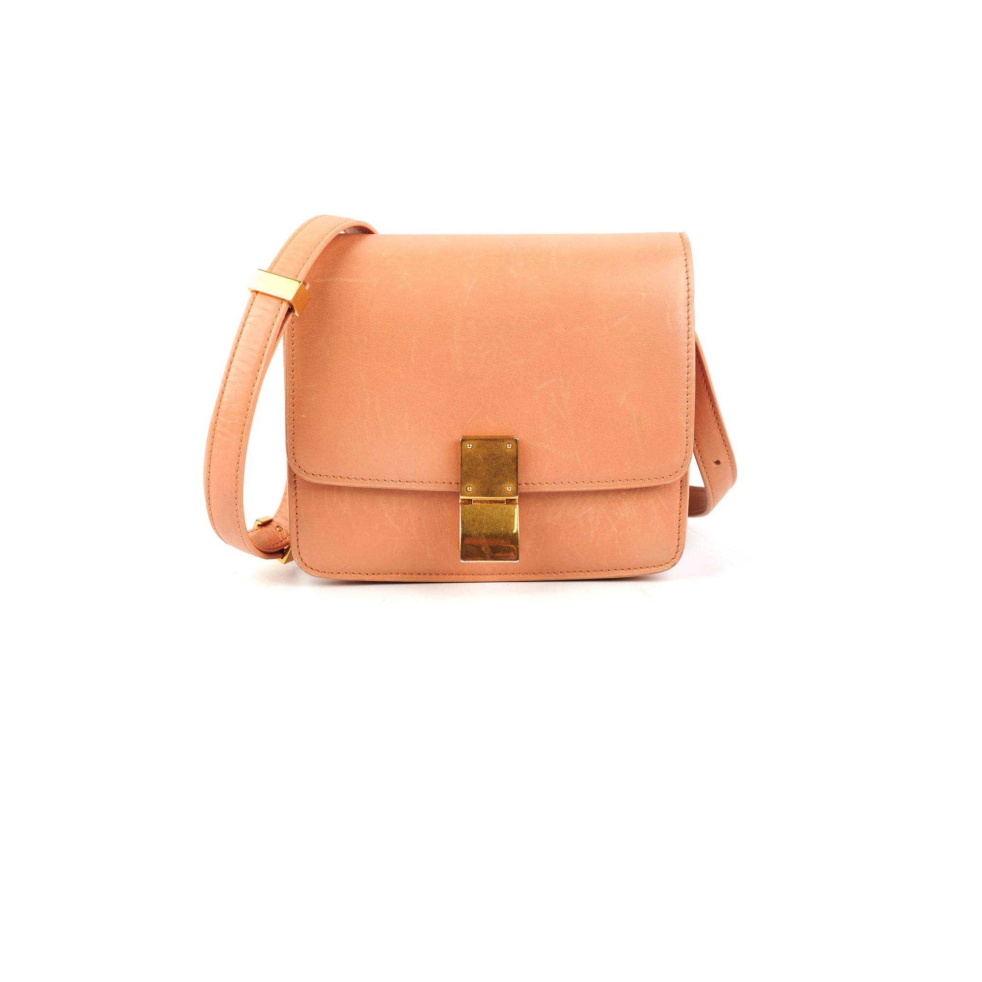 Celine Small Box Bag in Beige | Genuine Leather Crossbody Handbag for Women | Perfect for Work, Travel & Everyday Use