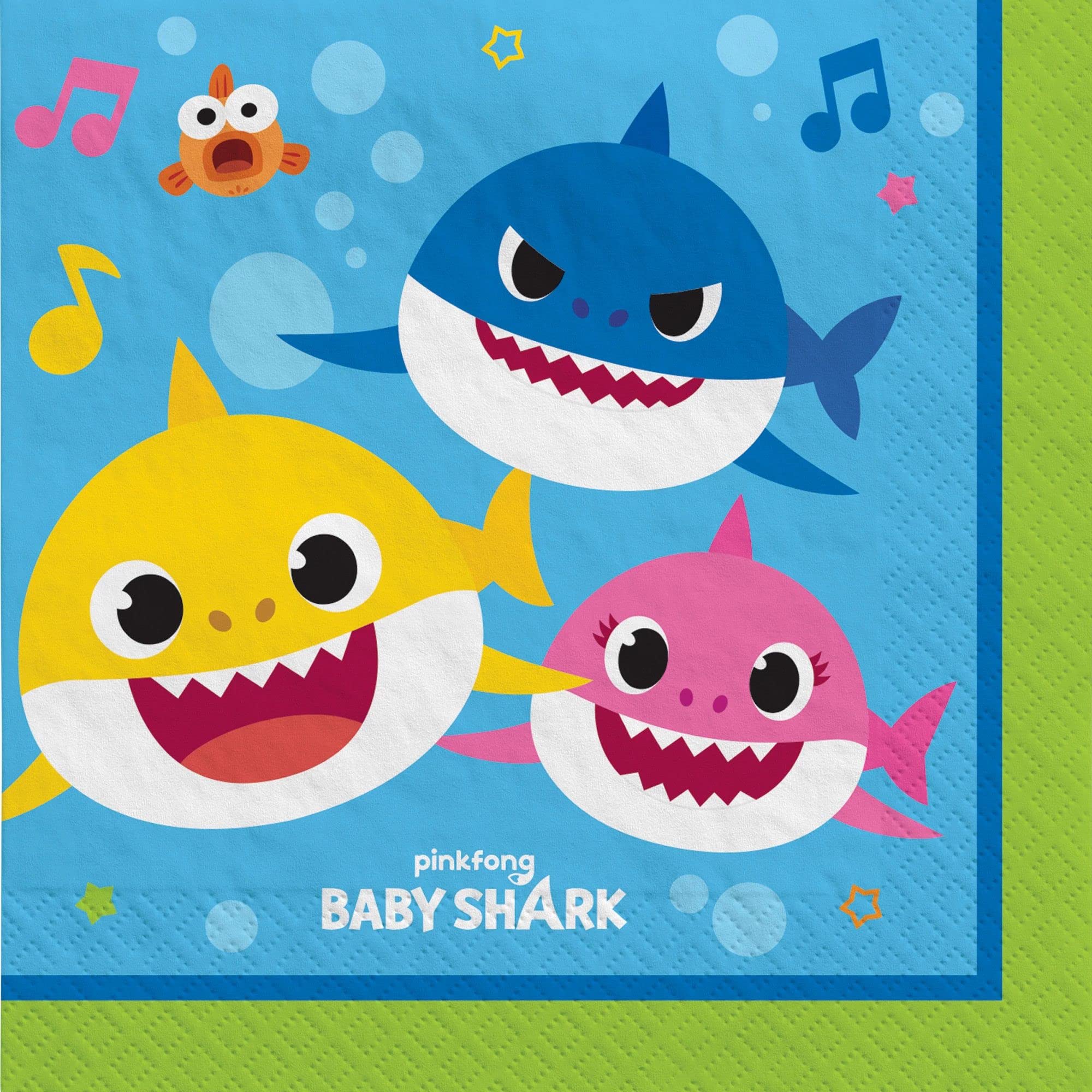 Baby Shark Birthday Party Supplies Pack for 16 Guests - Includes Dessert Plates, Beverage Napkins, Cups & Table Cover with Candles | Perfect for Kids' Birthday Parties, Baby Showers & Themed Events