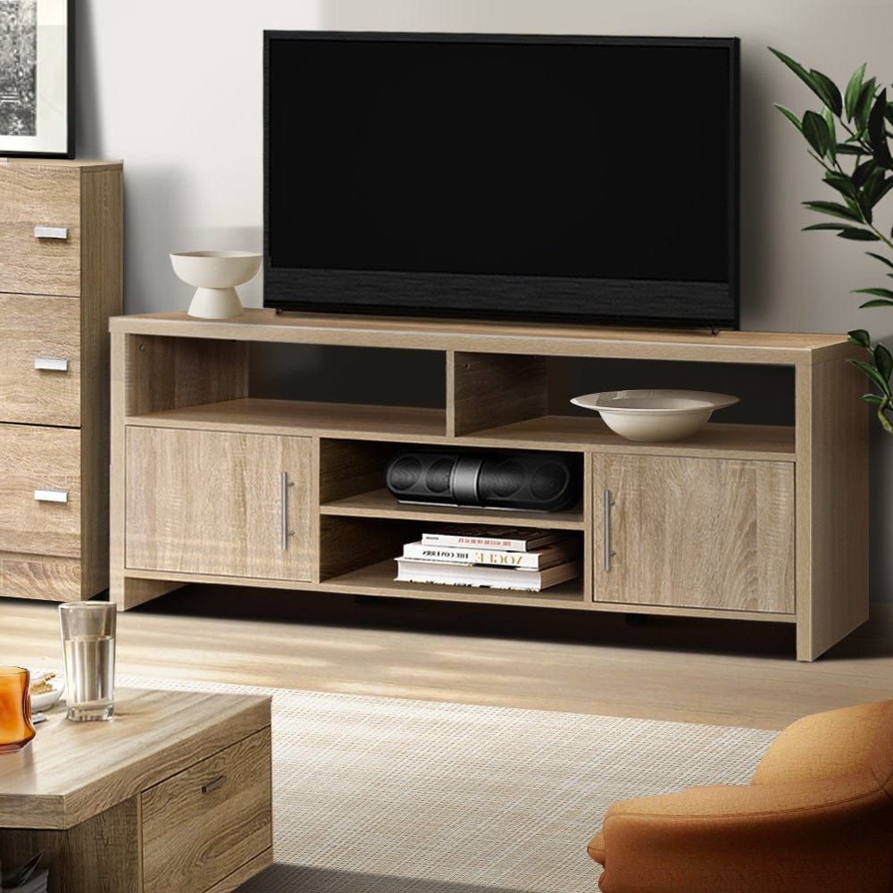 Artiss 140cm Oak TV Stand Entertainment Center - Modern TV Cabinet with Storage for Living Room, Bedroom & Home Theater