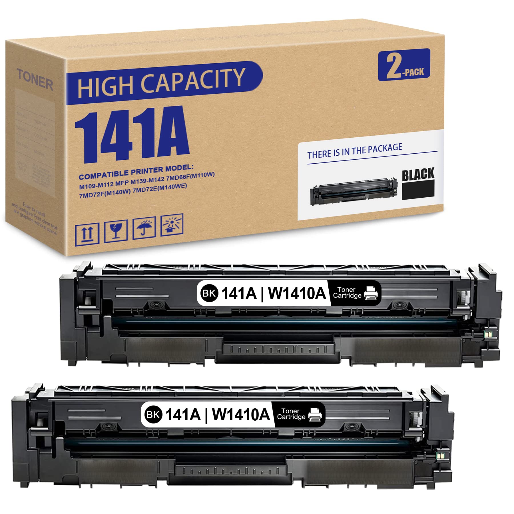 2-Pack Black Compatible 141A/W1410A Toner Cartridge Replacement for HP M110w/M110we/M140w/M140we M109-M112 MFP M139-M142 Printers - High Yield Printing for Office & Home Use by VANADINK