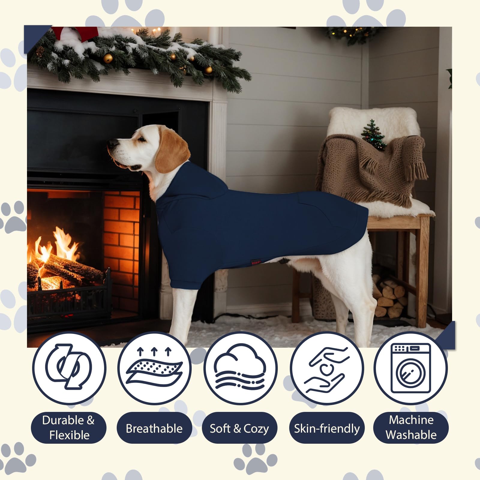 Premium Soft Cotton Dog Hoodie with Leash Hole & Pocket - Cozy Puppy Sweater for Small Medium Large Dogs (XX-Large, Navy Blue) - Perfect for Winter Walks & Outdoor Adventures