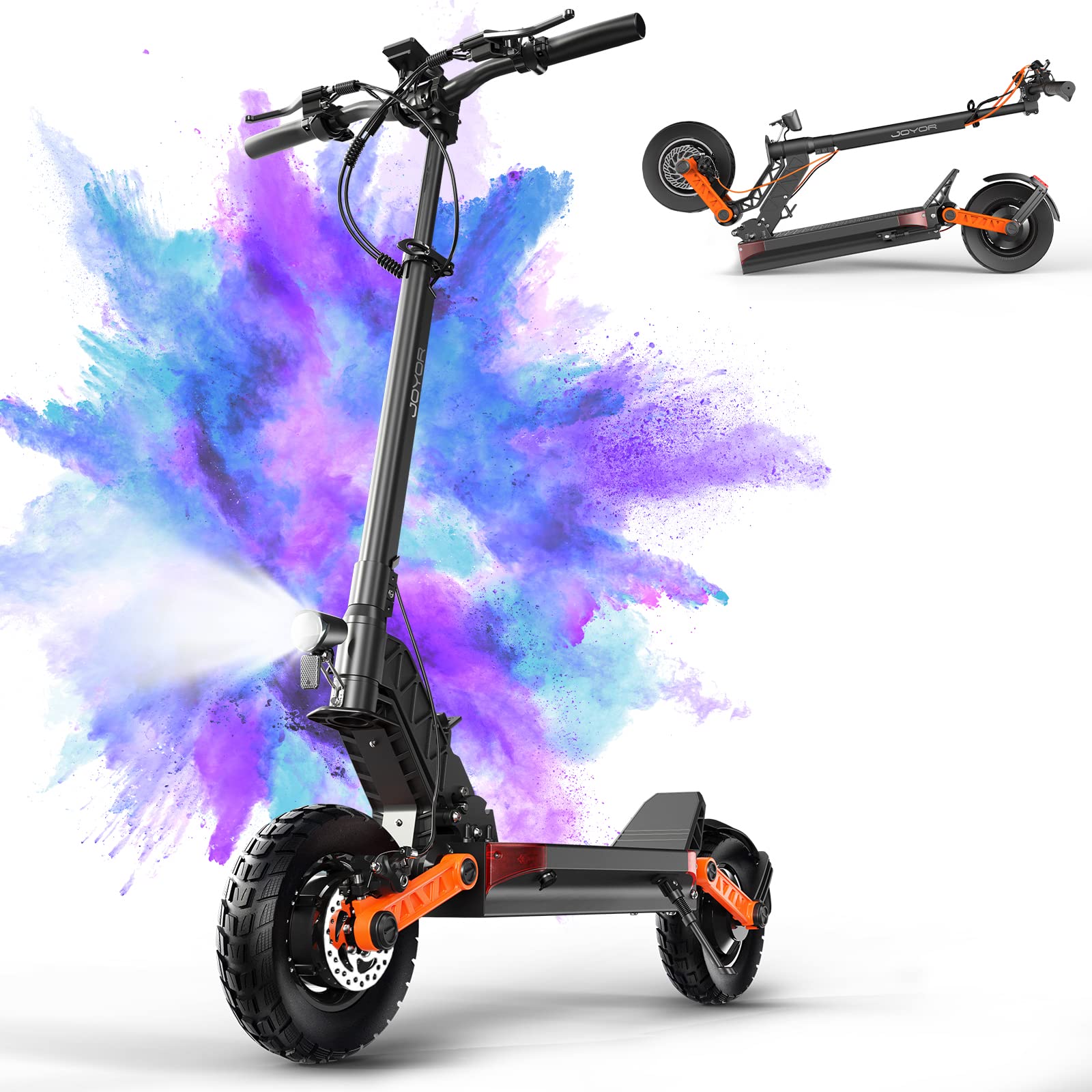 JOYOR S Electric Scooter - 800W Motor, 31 MPH Speed & 34 Mile Range - Dual Disk Brake System & Shock Absorption - 10