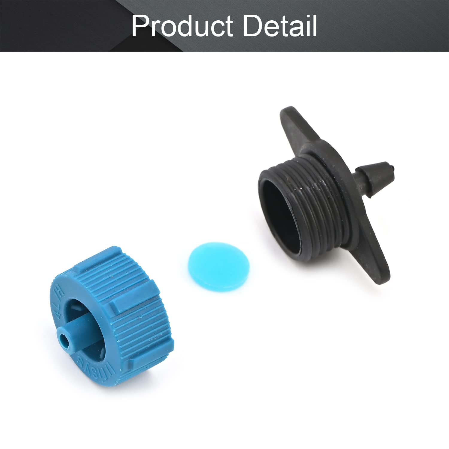 MroMax 4L/H Pressure Compensating Drip Emitters - 25 Pack Black & Blue Plastic Barbed Hose Connectors for Garden Lawn Drip Irrigation System | Perfect for Vegetable Gardens, Flower Beds & Water Conservation