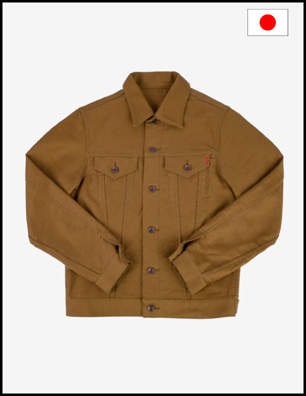 Iron Heart IHJ-126 12oz Whipcord Modified Type III Jacket in Khaki - Durable Men's Workwear for Outdoor Activities & Casual Style
